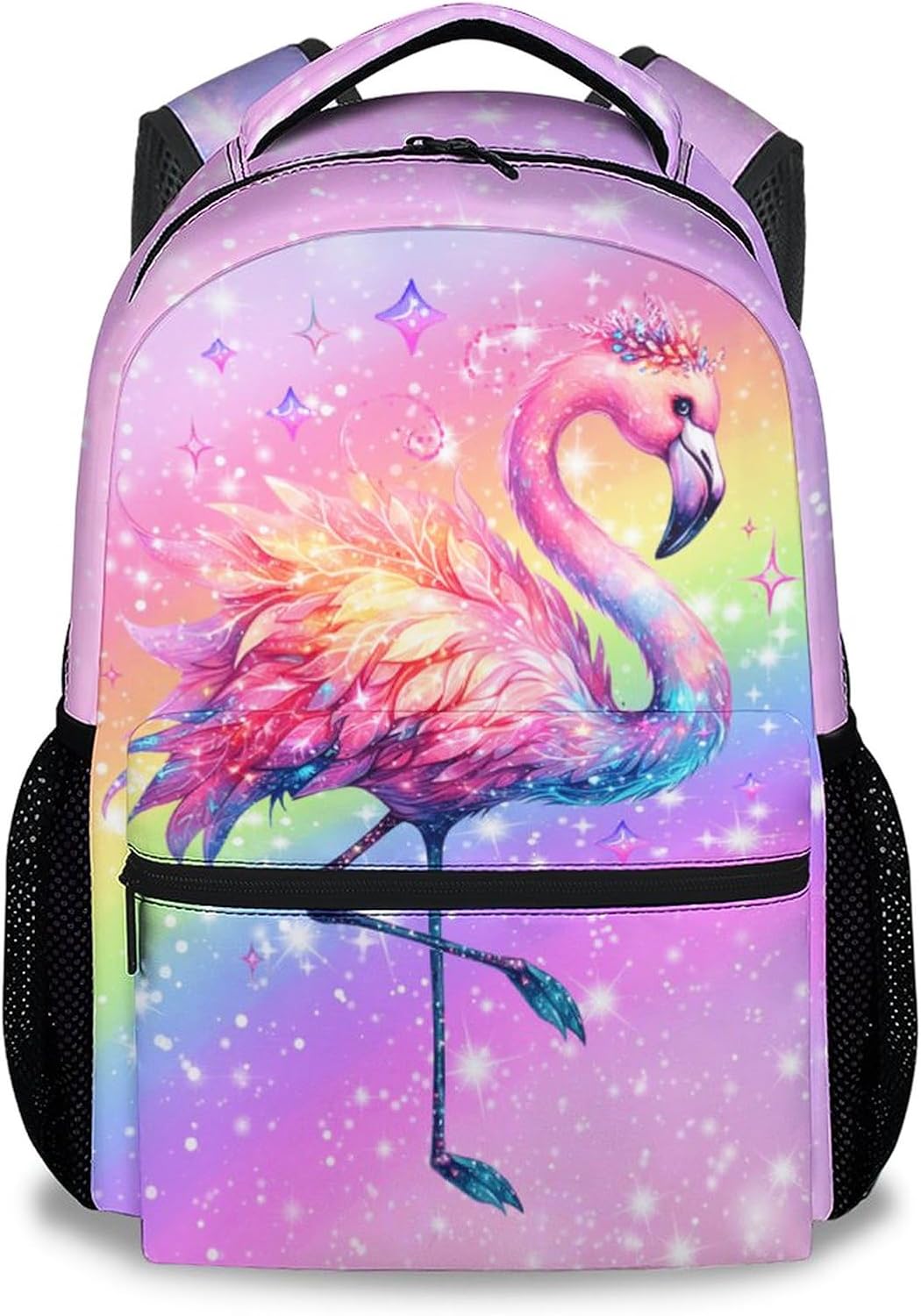 Kids Backpack, Flamingo Backpacks for Girls, 17" Bookbag for Preschool Kindergarte Elementary, Cute Rainbow School Bag for Toddler
