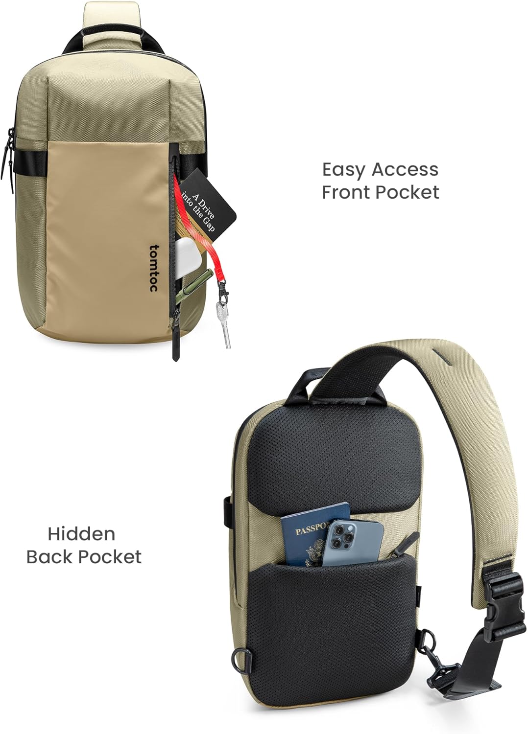 tomtoc 7L Sling Backpack Crossbody Bag for Men Women, EDC Daypack Chest Shoulder bag for 14-inch MacBook Pro M5, 13" MacBook Air/Pro, 13'' iPad Pro M5/iPad Air M3, Organized, Daily Use, Work, Travel-S