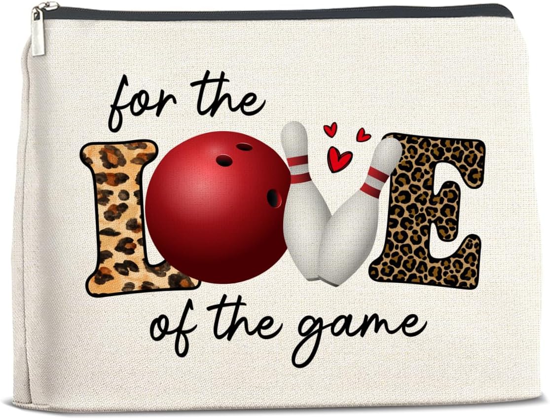 Bowling Gifts Makeup Bag Bowling Team Gifts for Women Coach Cosmetic Bag Bowling Zipper Makeup Pouch Gift, polychrome