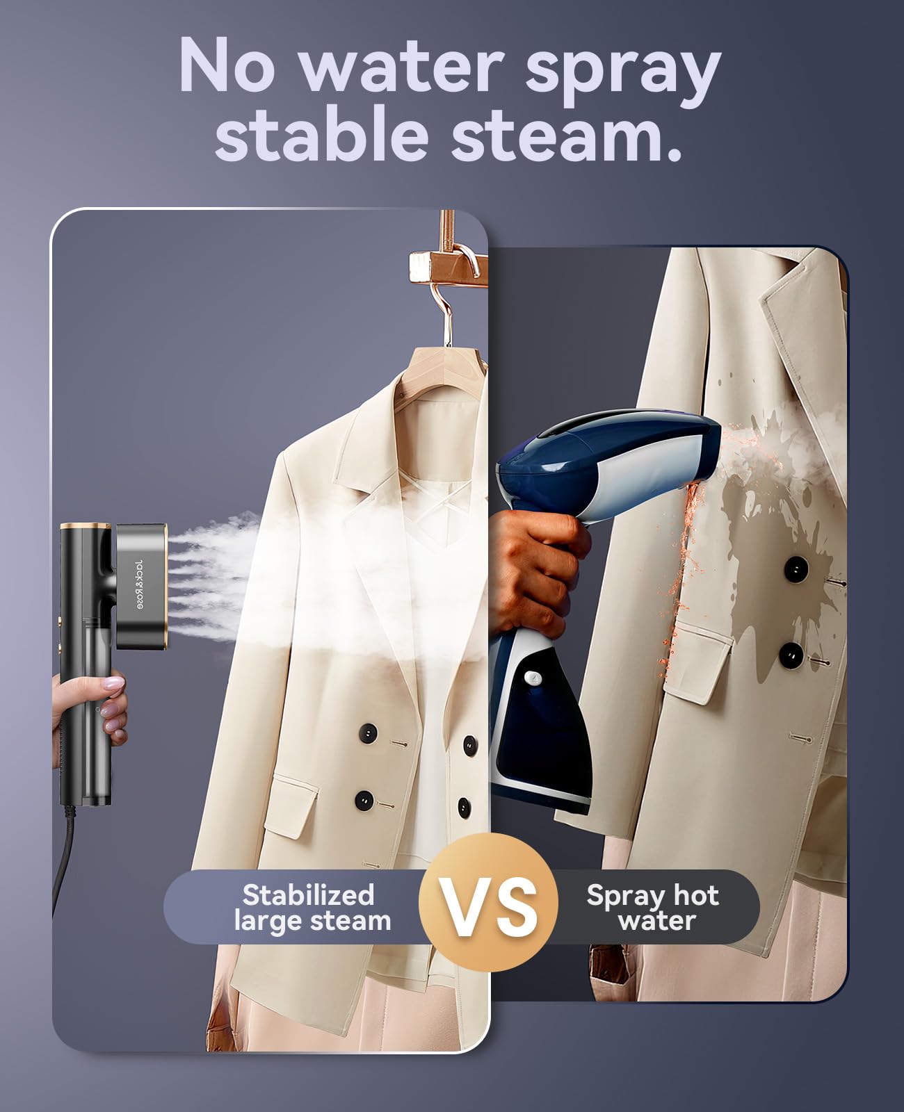 Jack ＆ Rose Travel Steamer for Clothes,100-220V Portable Iron,15s Heat Up,Steamer ＆ Iron 2 In 1