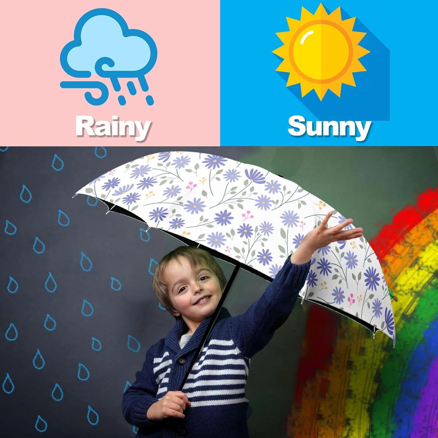 Small Travel Folding Umbrella for Girl, Portable, UV, SunShade, Compact, Automatic, Rain & Wind