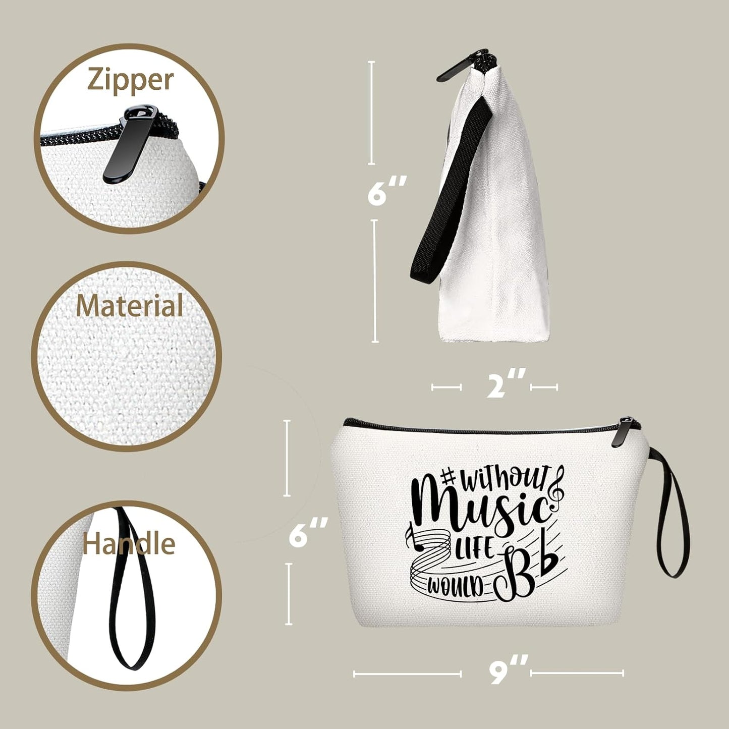 Music Lovers Thank You Appreciation Birthday Gifts for Women Friends Sister Female Teacher Bff Small Travel Cosmetic Makeup Bag