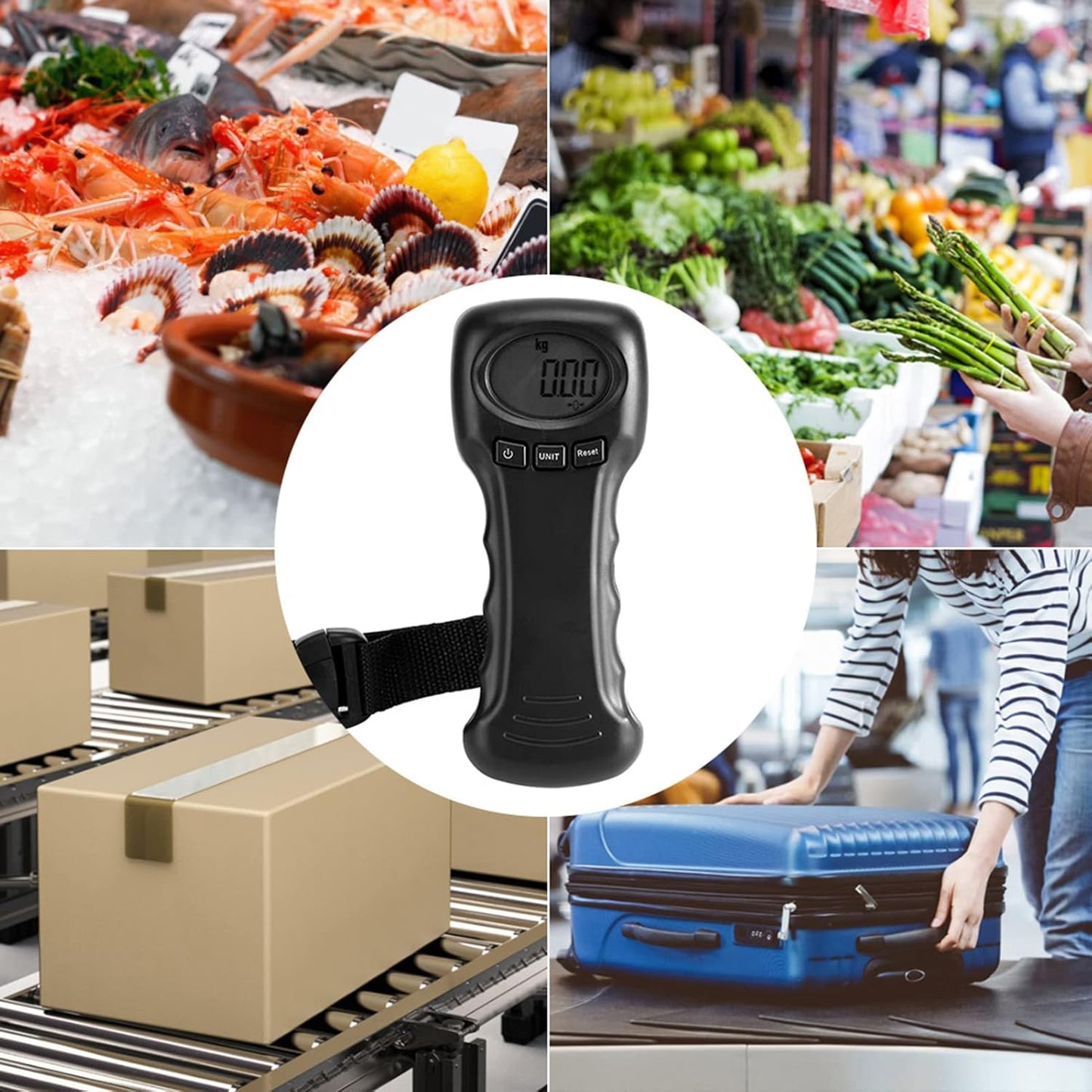 Ejoyous Digital Luggage Scale, Ocs‑8 44kg/97lb Portable Travel Hanging Luggage Scale, Electronic Weight with LCD Digital Display Suitcase Scale for Travel