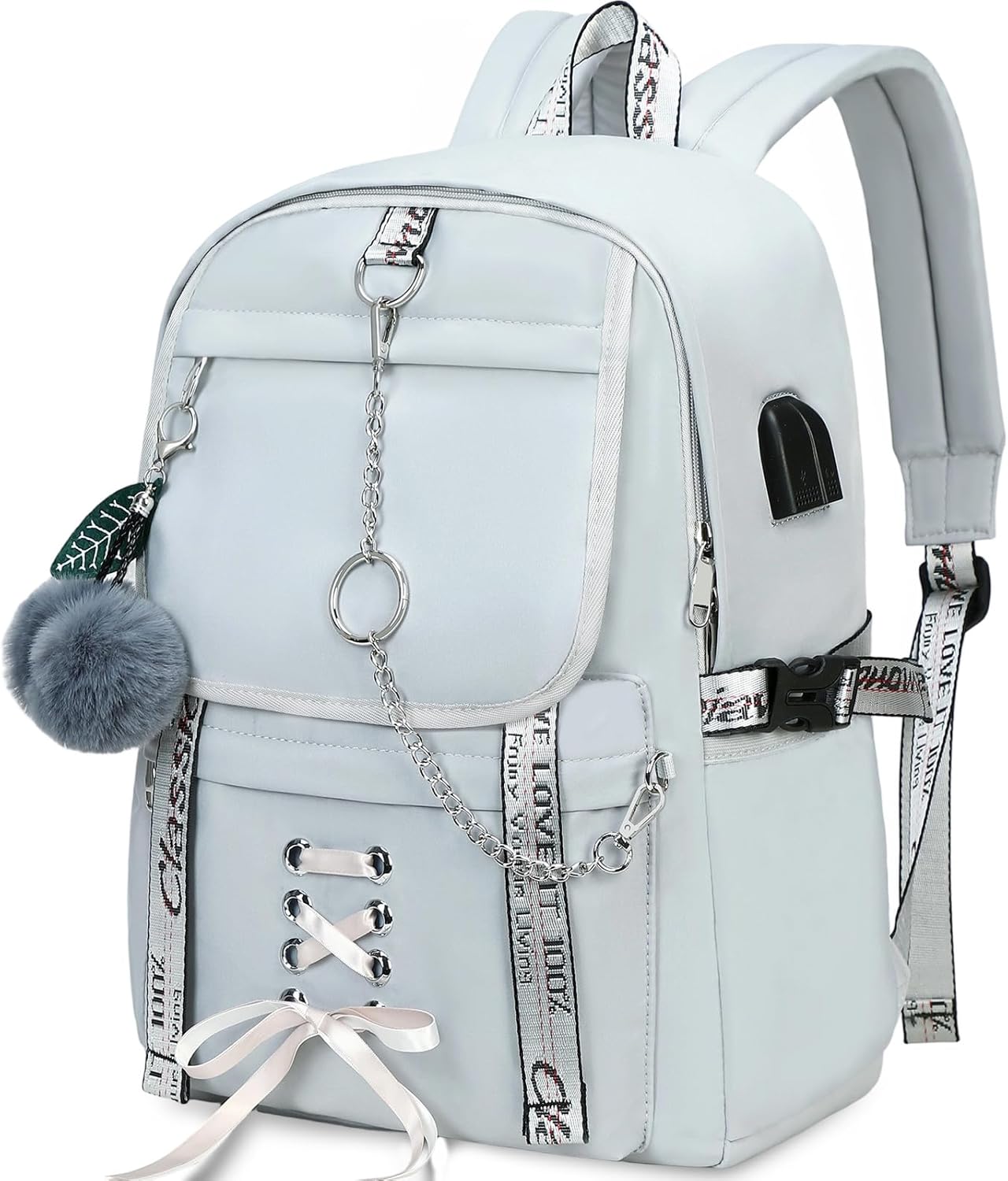 Teen Girl School Backpack for Girls Backpack Kids Gothic Bookbag School Backpacks for Girls Teens (Grey)
