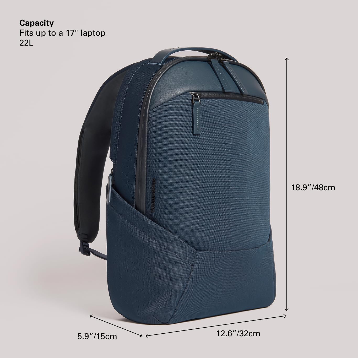 Troubadour Apex 3.0-22L Premium Laptop Backpack - Ergonomic & Water Resistant - Designed for Work and Travel - Navy