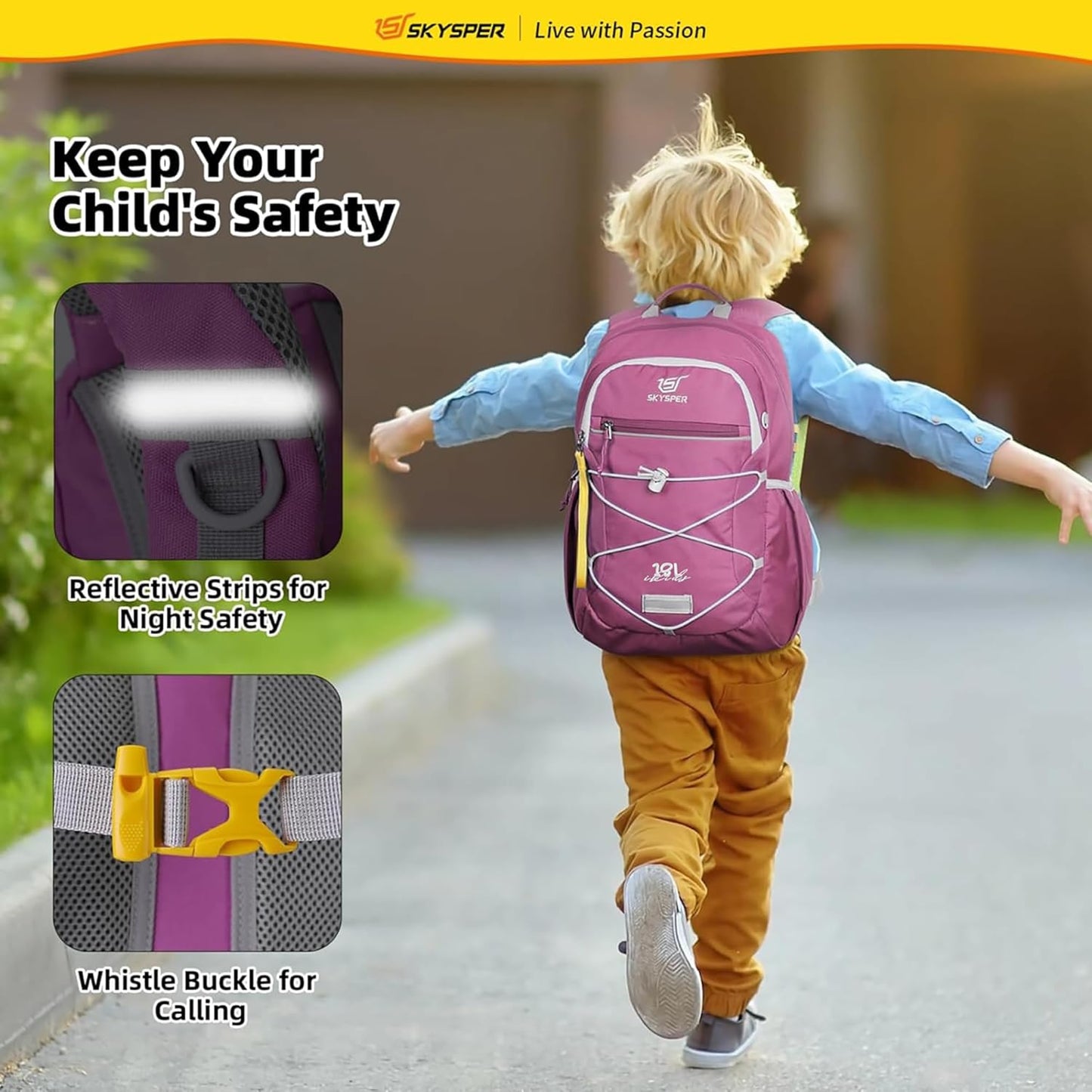 SKYSPER Kids Backpack 18L Children School Bag Child Boy Girl Pack Ages 4-8 for Traveling Day Trips Classes(Purple)