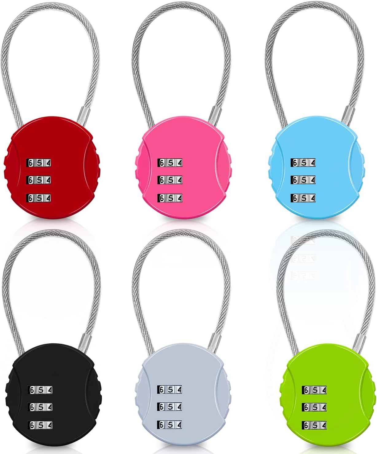 Combination Lock, 6 Pack Color Padlock, 3 Digit Mini Code Lock, Luggage Lock Bag Locks Gym Locks with Combination Code for Travel, Backpacks, Holiday Suitcase