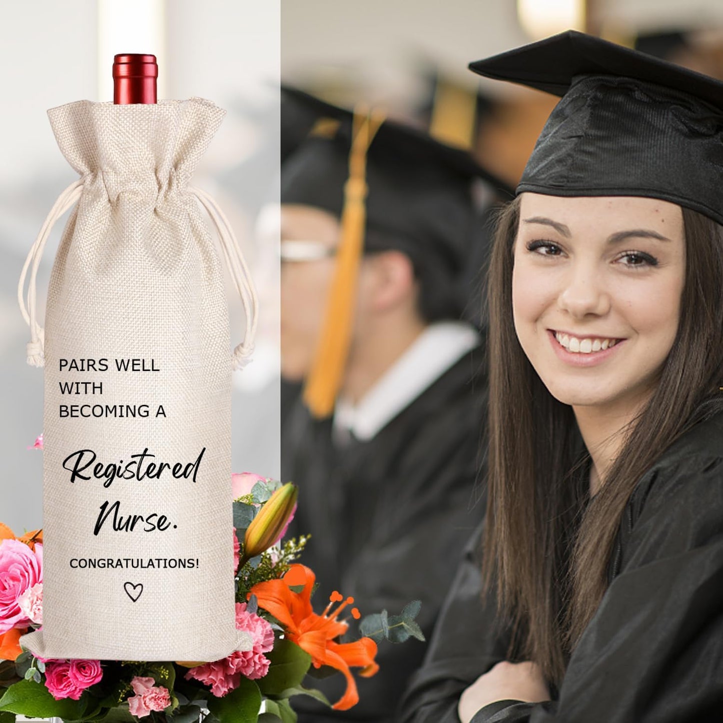 LANBAIHE Registered Nurse Wine Bag, Nursing School Gift, Gifts for Registered Nurse, RN Graduation, Nurse Week Gift