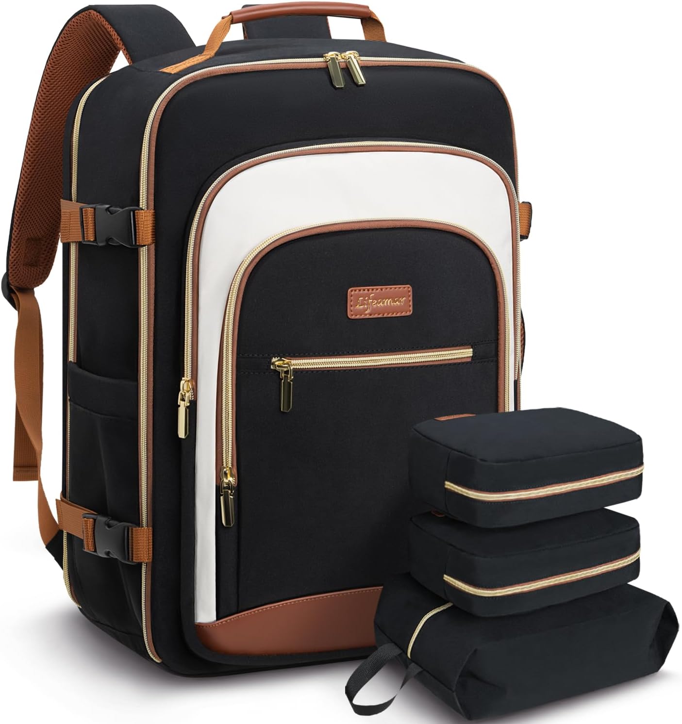 50L Travel Backpack for Women, Carry On Bag Flight Approved, Waterproof Backpack with 3 Packing Cubes, Weekender Personal Item Bags for Airplane Travel Essentials, TSA Approved