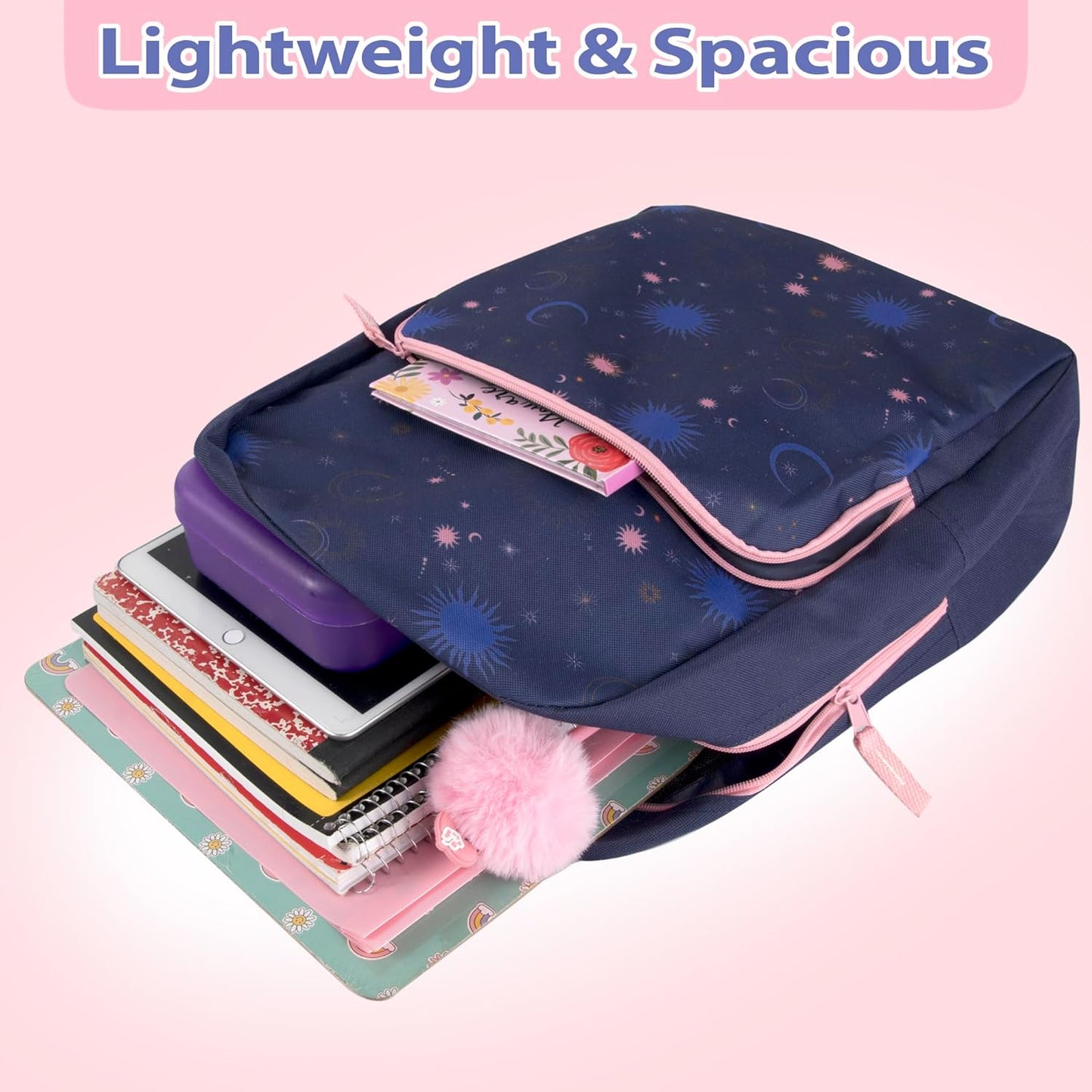 Fun School Backpack for Elementary Middle School Girls and Boys | 17 Inch Printed Backpacks for School Kids, Travel (Twilight Twirls)