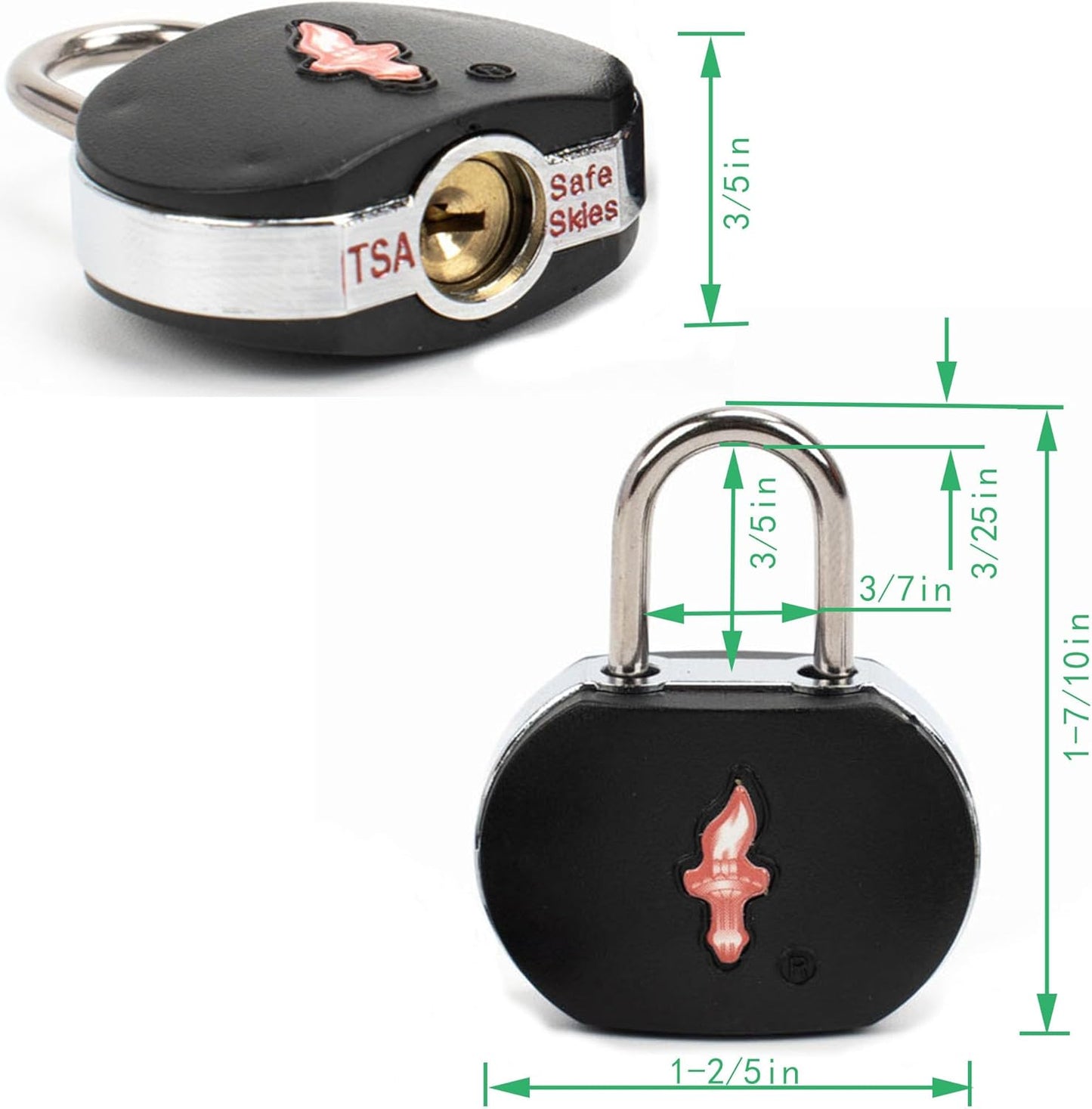 4 Pack Luggage Lock TSA Approved Locks with Key, TSA Approved Travel Lock,Suitcase Lock TSA Approved Chrome Plated Ring Body for Backpacks, Bags and Luggage, 4 Pack Family Set