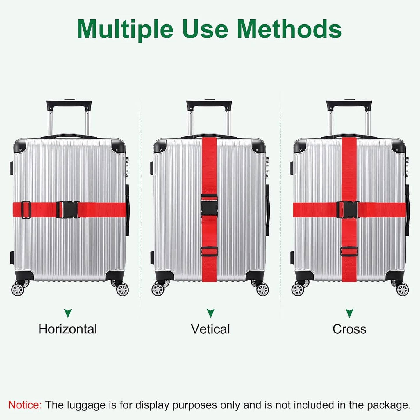 4-Sets Luggage Straps TSA Approved, Travel Straps for Luggage Suitcase Tags Set, Adjustable