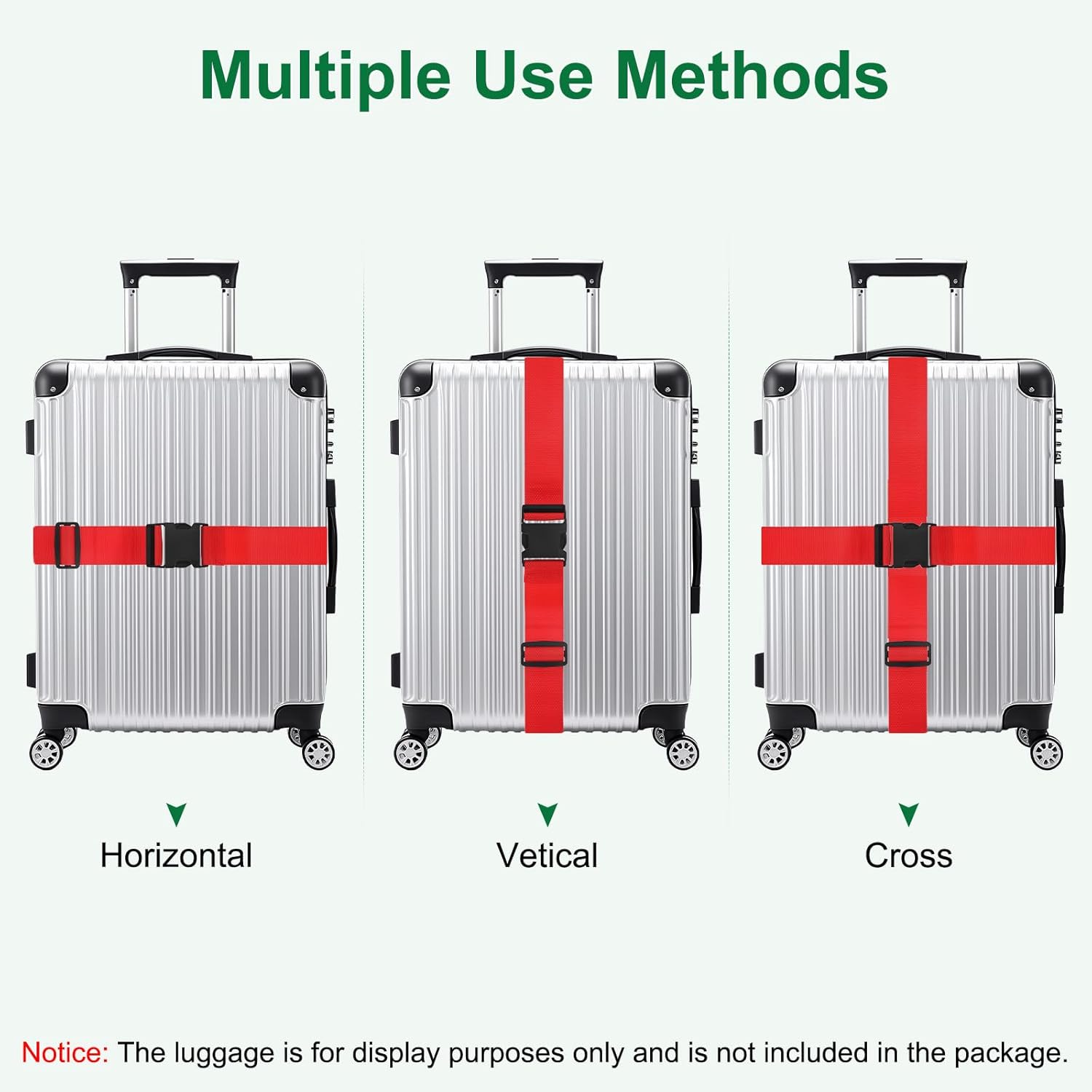 4-Sets Luggage Straps TSA Approved, Travel Straps for Luggage Suitcase Tags Set, Adjustable