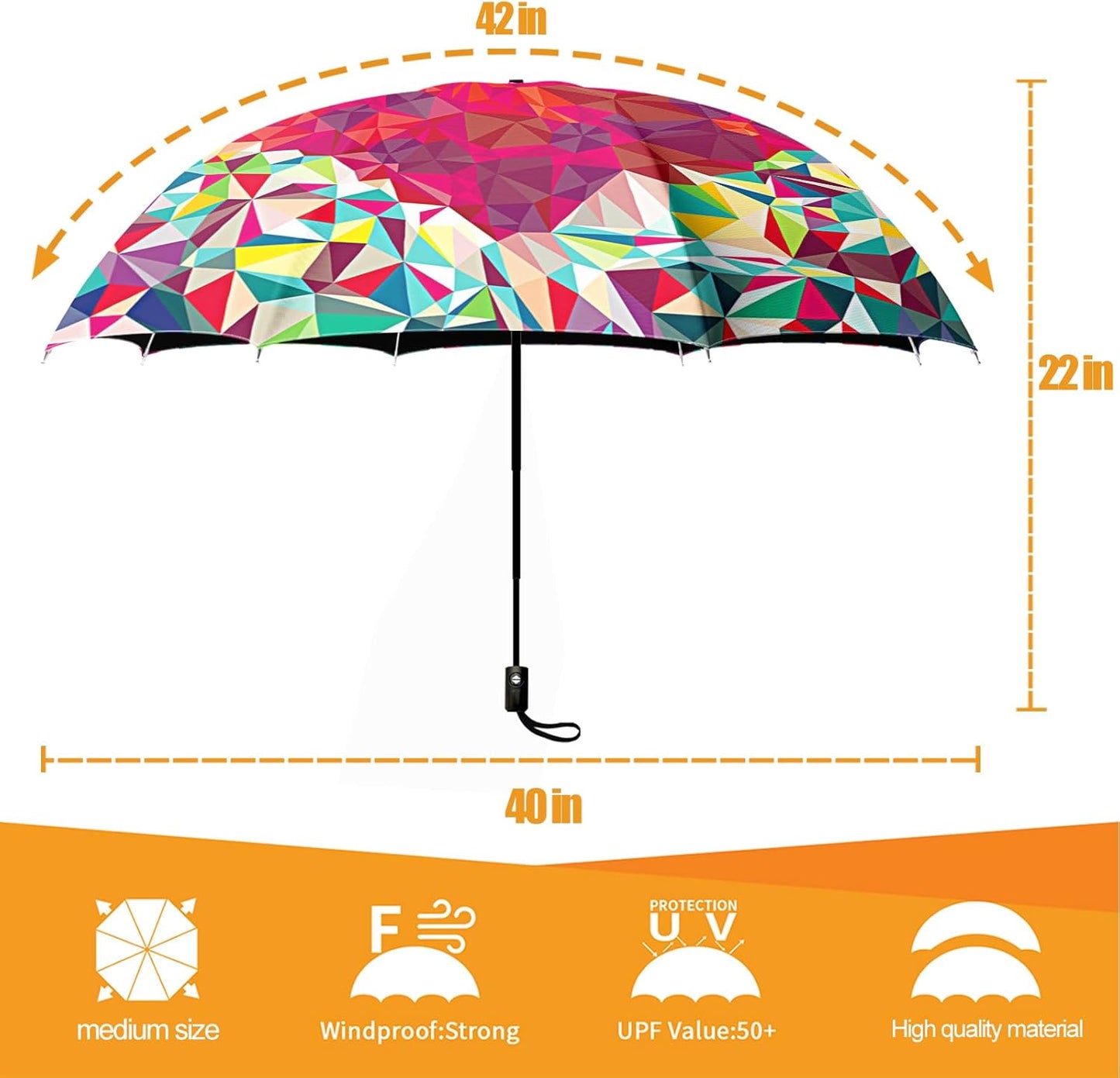 Small Compact Travel Automatic Folding Umbrella for Women, Portable Lightweight, Rain, Wind, UV Sun Shade