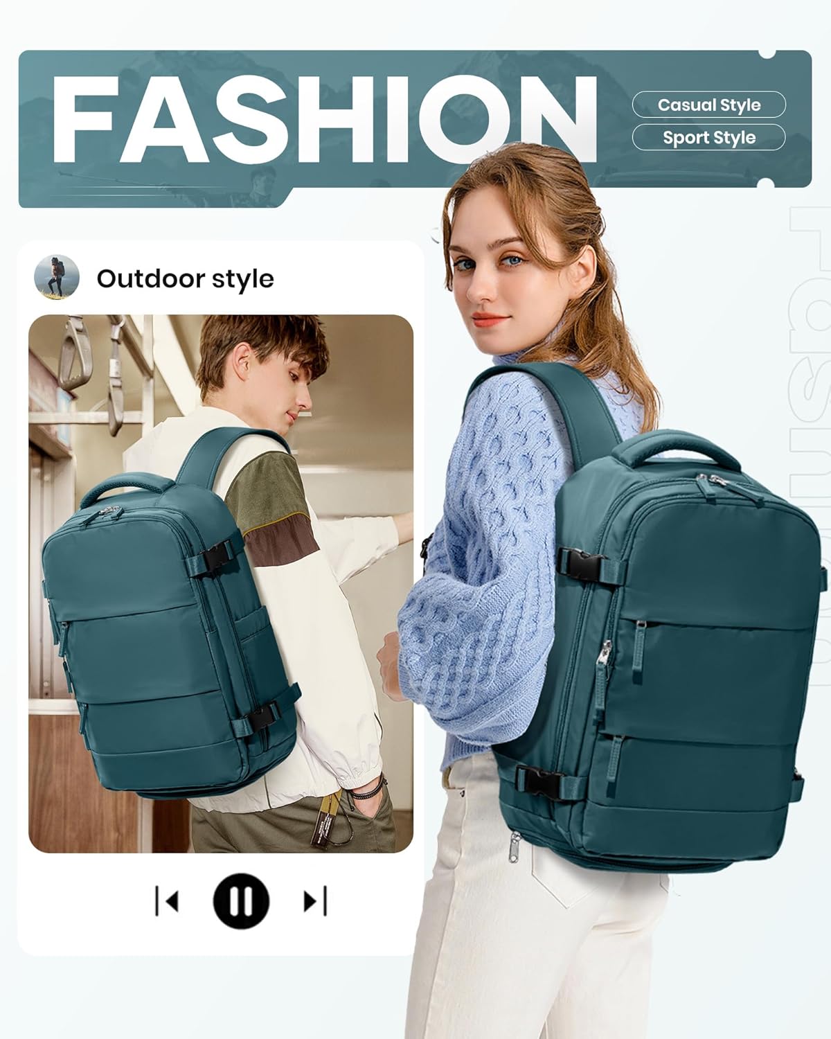 Vacuum Backpack Travel,Travel Backpack with Vacuum System, Easy Vac Pack Backpack with Pump,United Airlines Approved 18×14×8 inch Personal Item Travel Bag Laptop Bag,Peacock Blue