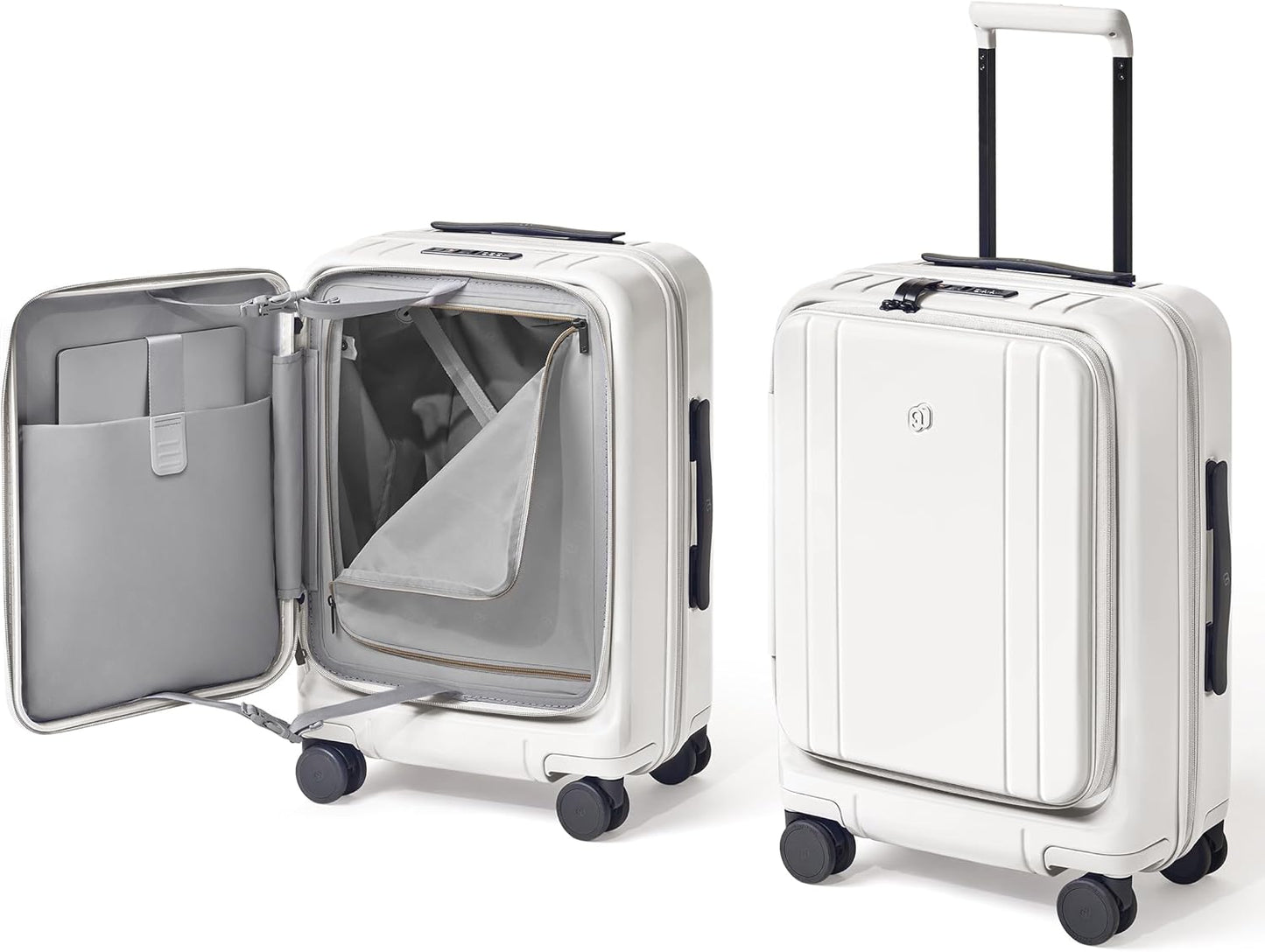 NINETYGO Carry On Luggage 22x14x9 Airline Approved, Top Opening Luggage 20 Inch Suitcase, Expandable, PC Hard Shell, Larger Capacity Carryon, TSA Lock, 360° Spinner Wheels (White, Hobo Pro)