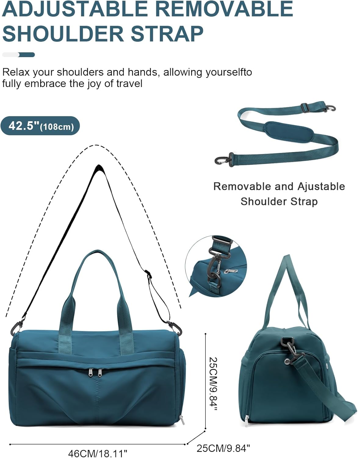Gym Bag for Women Men, Sport Duffel Bag with Toiletry Bag & Shoe Compartment,Waterproof Travel