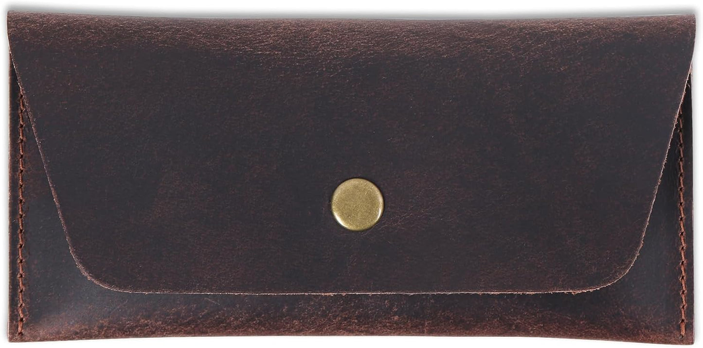 Leather Currency Pouch Dollar Bills Organiser Handmade Travel Wallet Utility Money Pouch Cash Currency Envelope- Brown