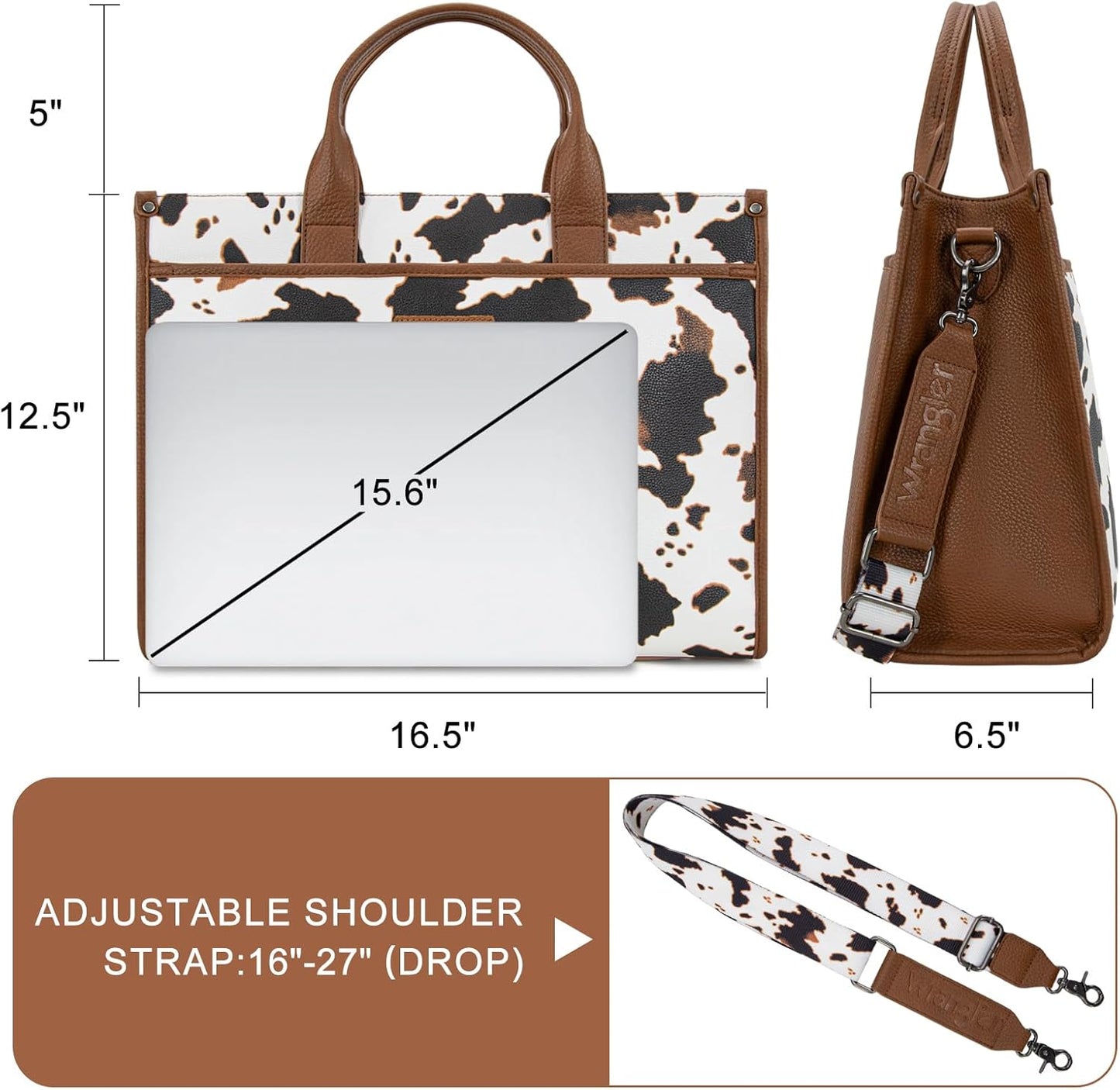 Wrangler Laptop Bag for Women 15.6 Inch Vintage Work Tote Bag for Business Briefcase Handbag with Adjustable Shoulder Strap