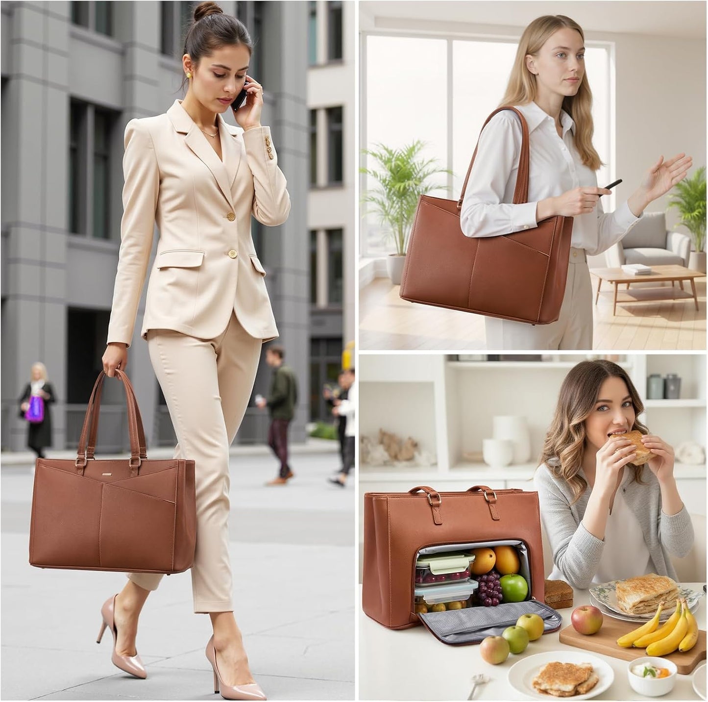 LOVEVOOK Lunch Tote Bag for Women, Laptop Bag for Work with Insulated Lunch Compartment 15.6 Inch 2 in 1 Lunch Tote Large Capacity Computer Handbag for Work, Teacher, Nurse, Office, Casual