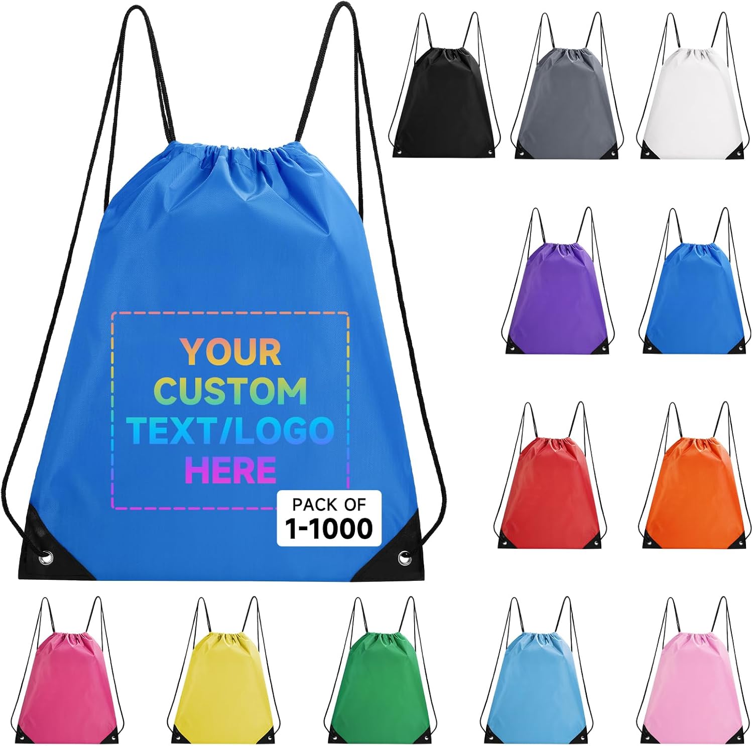 Custom Drawstring Bags With Logo, 1 Pack Personalized Text Drawstring Backpack Bulk Great for