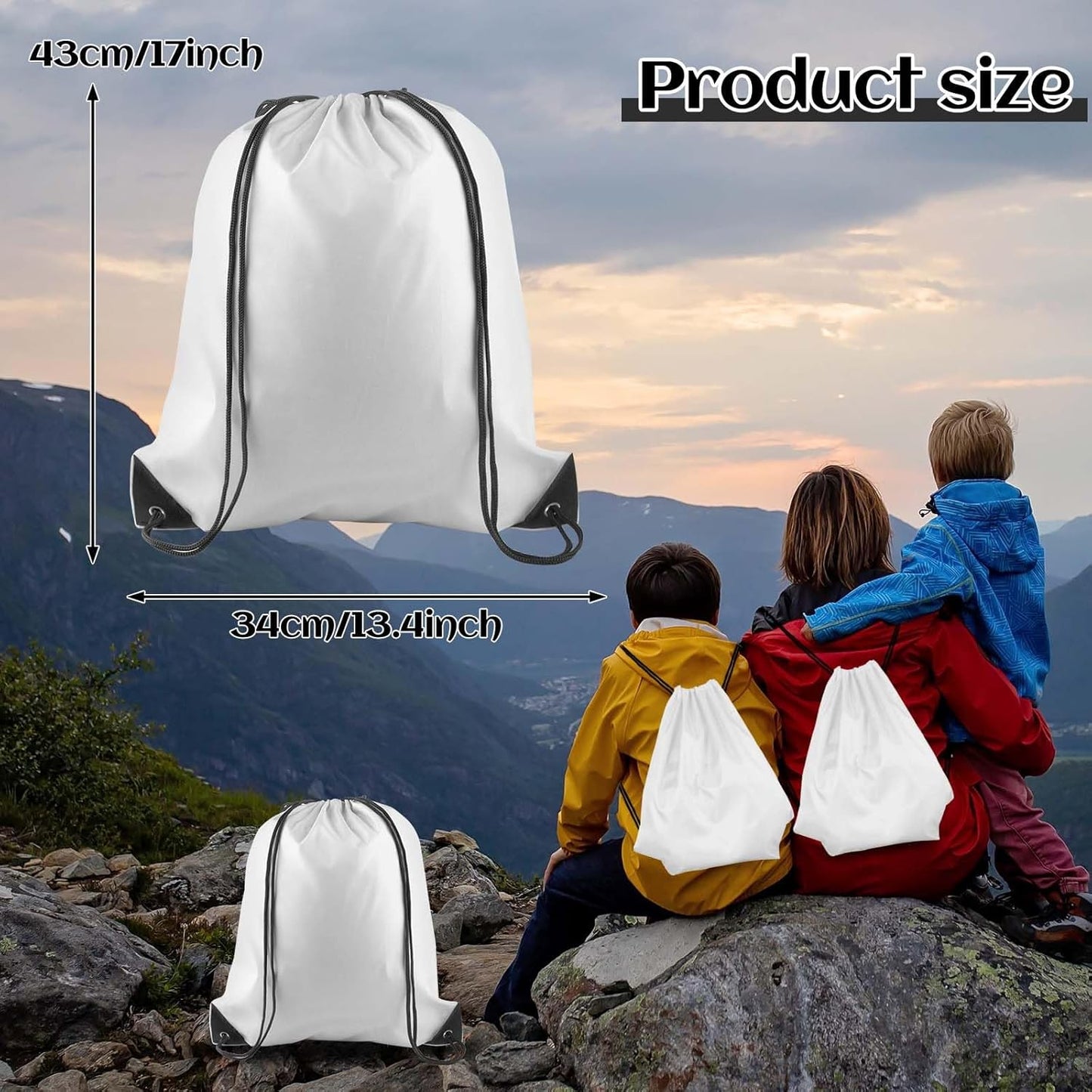 PLULON 15 Pcs White Drawstring Bags, Drawstring Backpack Bulk, Cinch Sack Sport Gym Backpack Bags