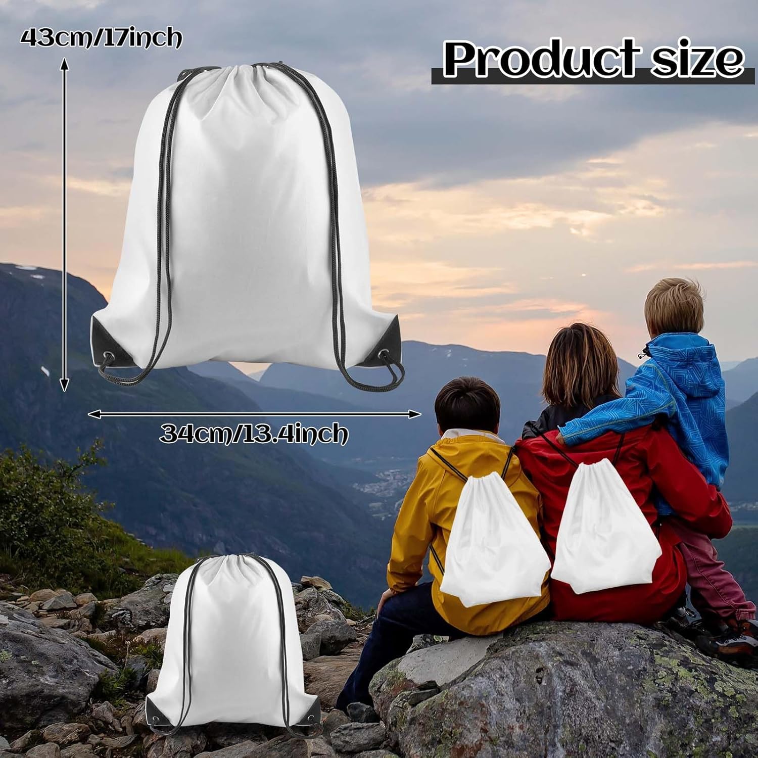 PLULON 15 Pcs White Drawstring Bags, Drawstring Backpack Bulk, Cinch Sack Sport Gym Backpack Bags