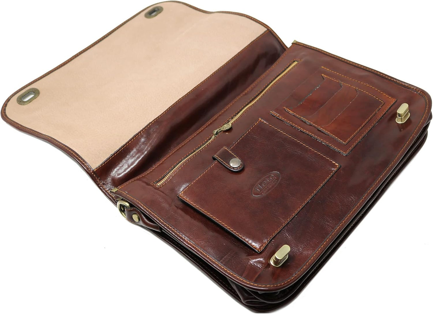 Floto Roma Leather Briefcase for Men Laptop Messenger Bag