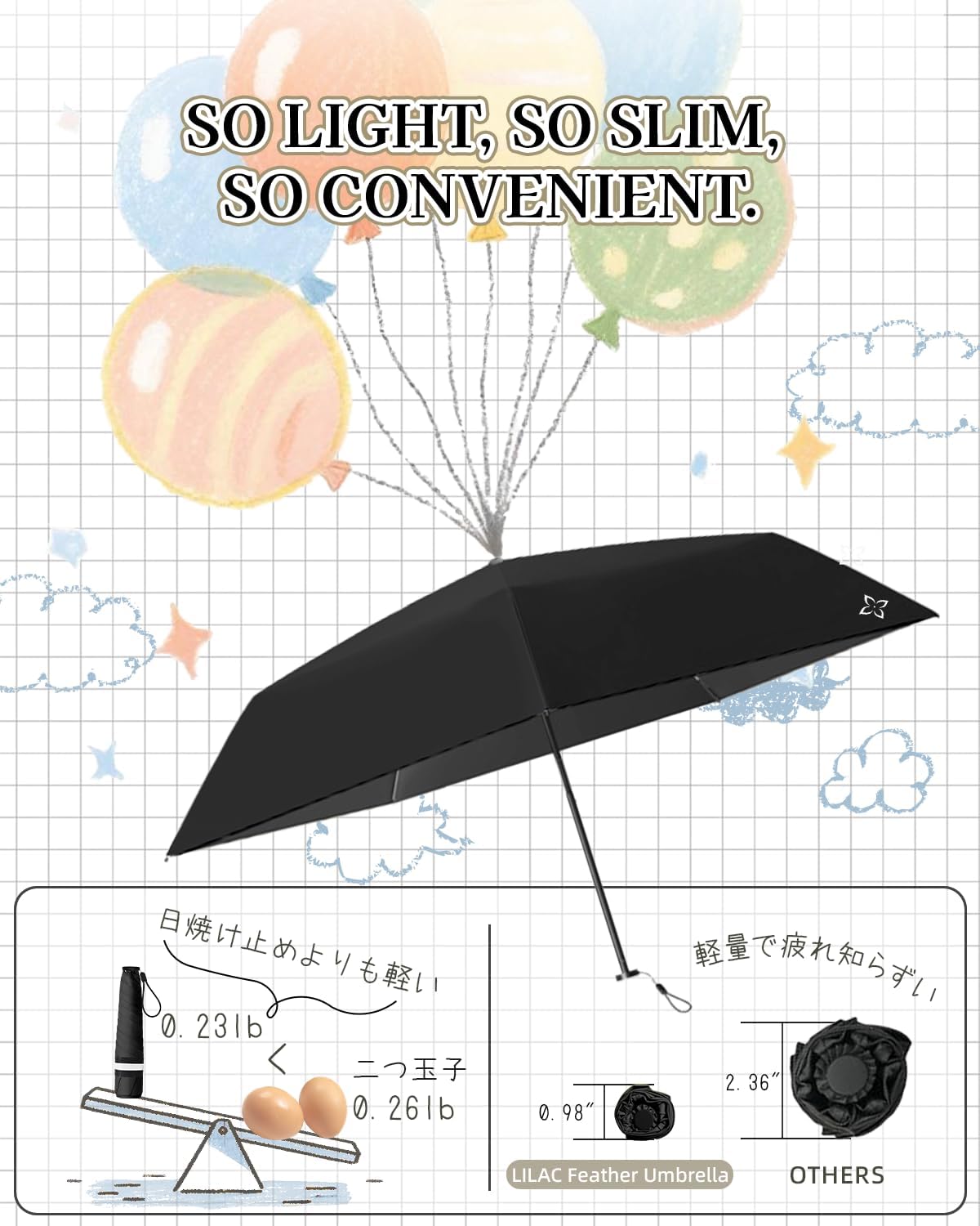Mini Compact Travel Umbrella, 3.7Oz Ultralight Carbon Fiber UPF 50+ UV Protection Umbrellas for Rain & Sun, Portable Small for Backpack Car, for Women Men Kids, TSA Approved