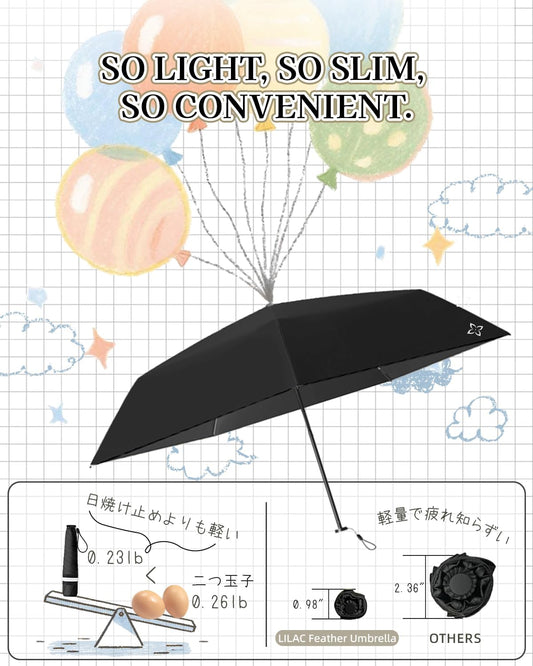 Mini Compact Travel Umbrella, 3.7Oz Ultralight Carbon Fiber UPF 50+ UV Protection Umbrellas for Rain & Sun, Portable Small for Backpack Car, for Women Men Kids, TSA Approved