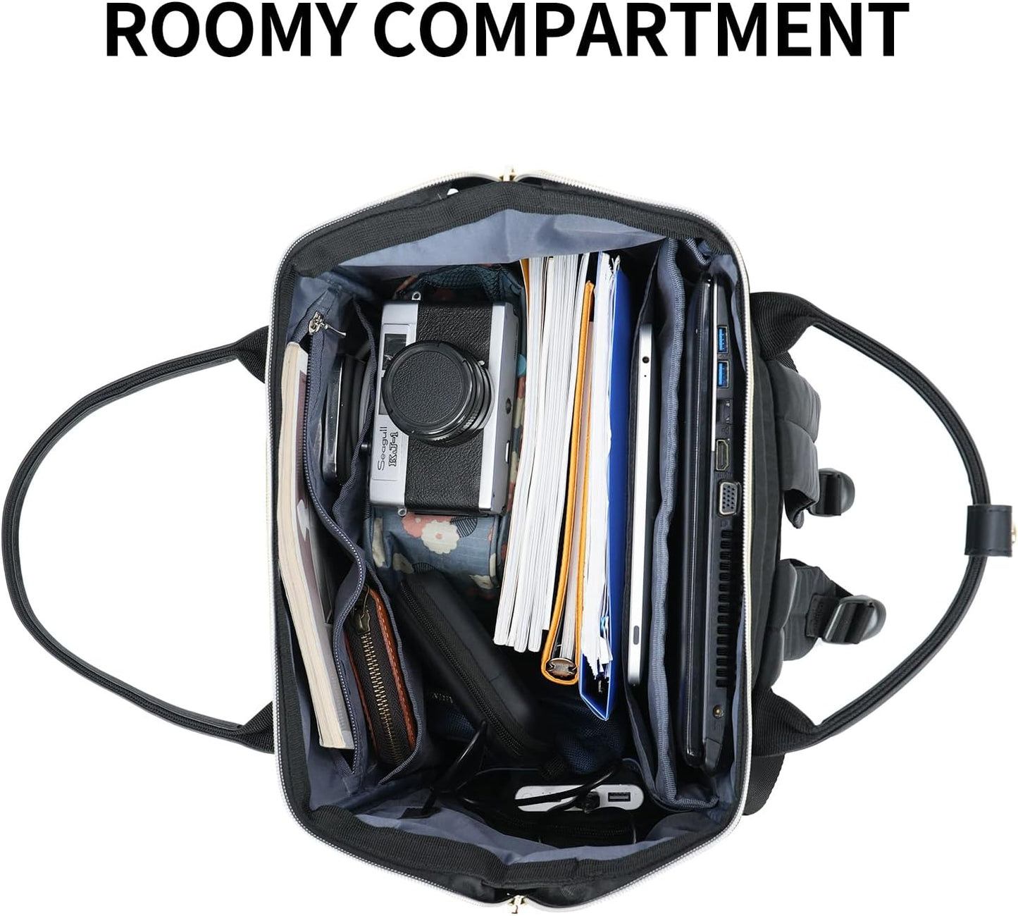 KROSER Laptop Backpack 17" Stylish Backpack Water Repellent College Casual Daypack with USB Port Travel Business Work Bag for Men/Women-Black