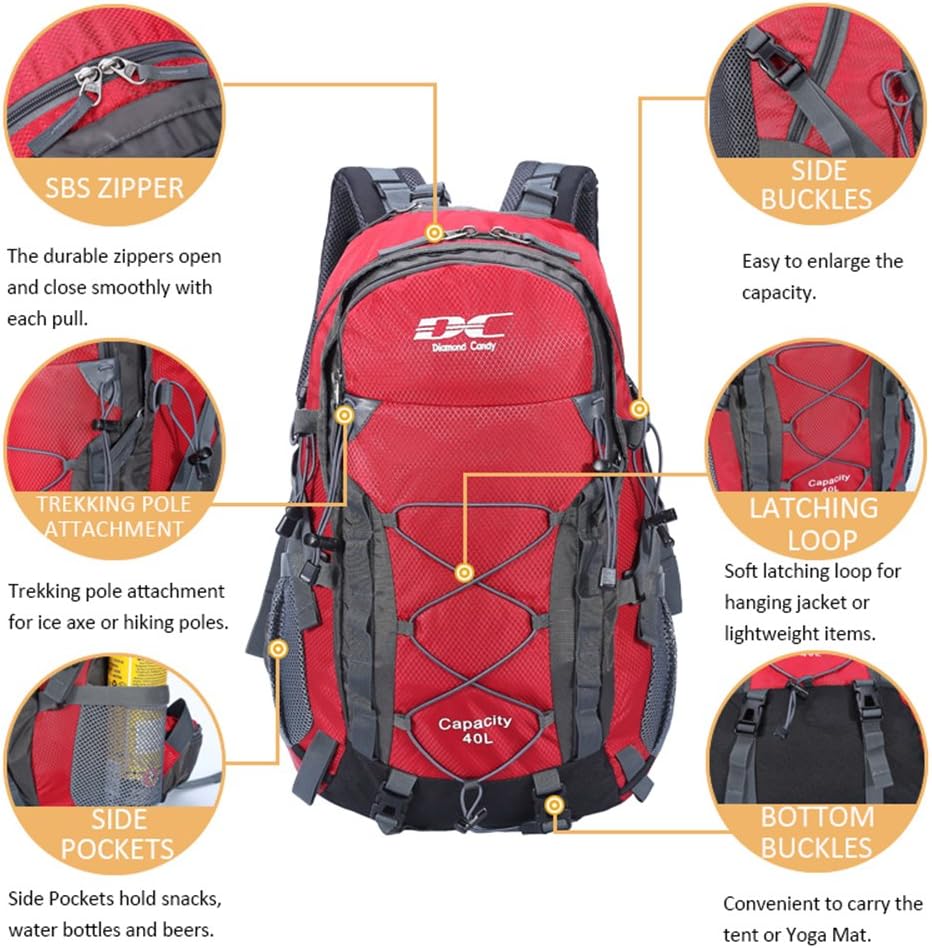 Diamond Candy Waterproof Hiking Backpack for Men and Women, Lightweight Day Pack for Travel Camping