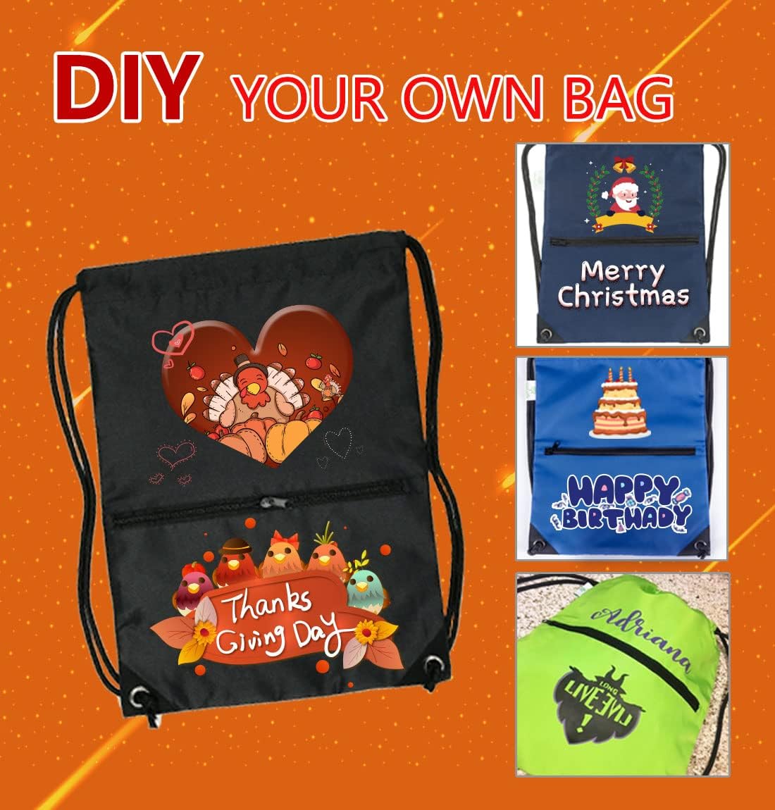 HOLYLUCK Drawstring Backpack Bag Sport Gym Sackpack