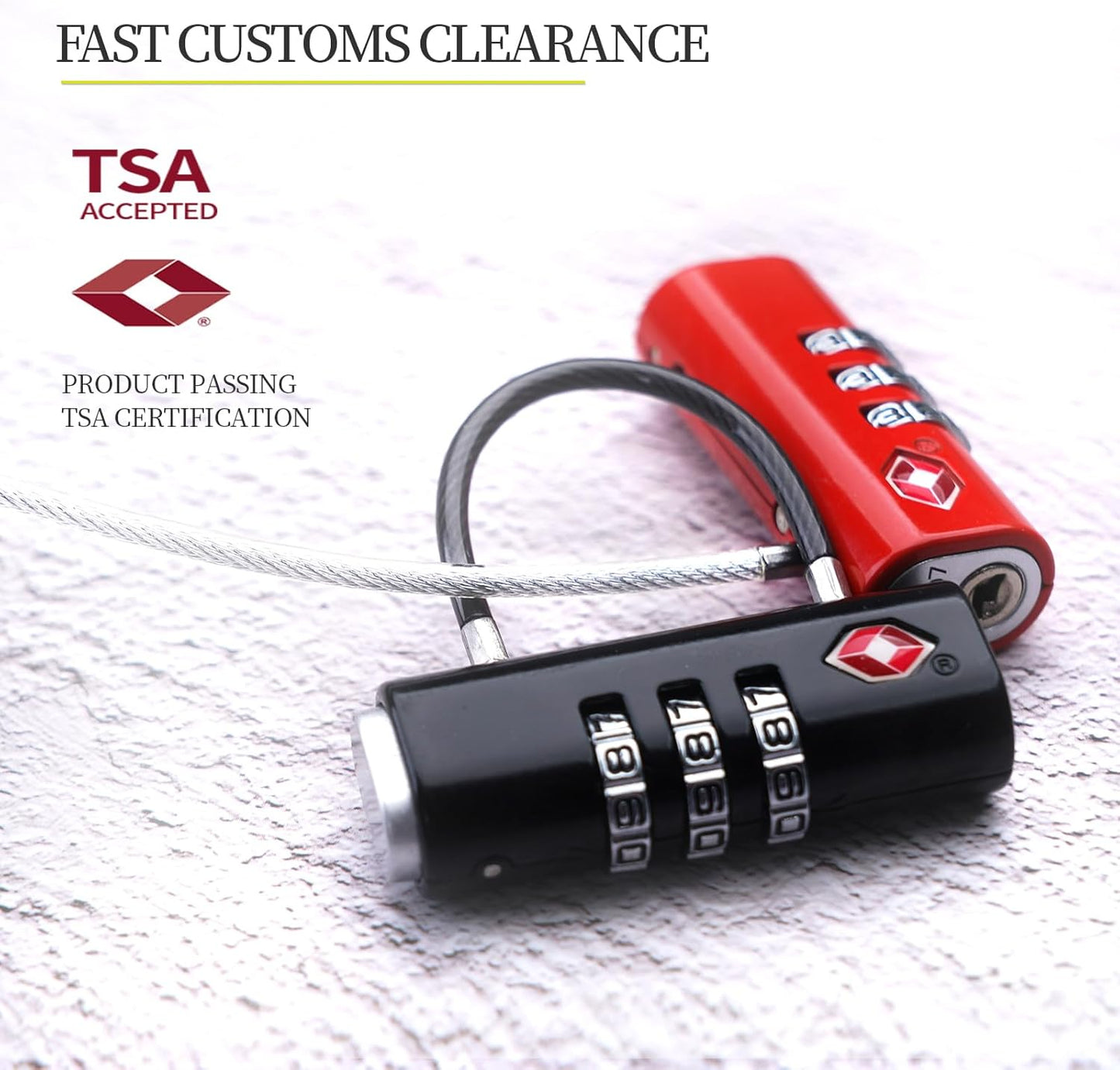 munkees TSA Approved Luggage Lock, 3-Digit Combination, Metal Construction (Red)
