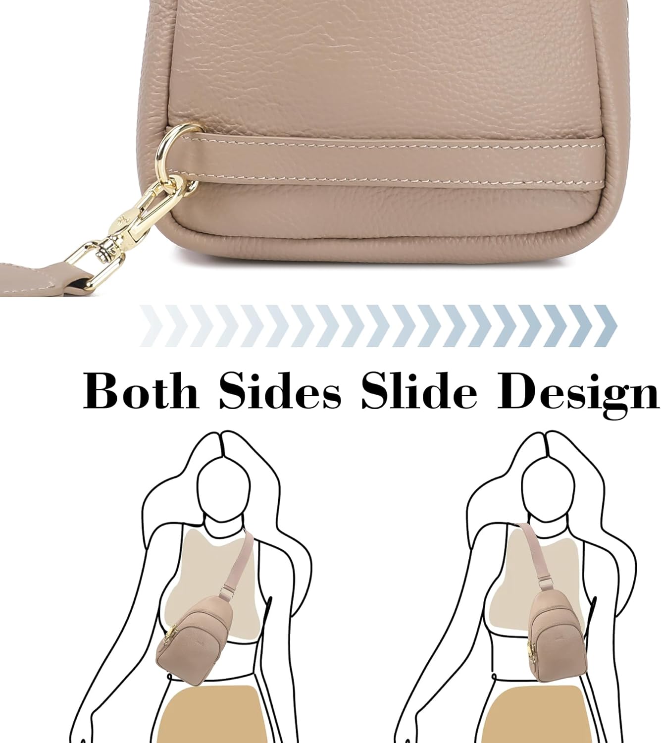 INICAT Crossbody Sling Bags Travel Cross Body Purses Faux Leather Fanny Packs Chest Bag for Women