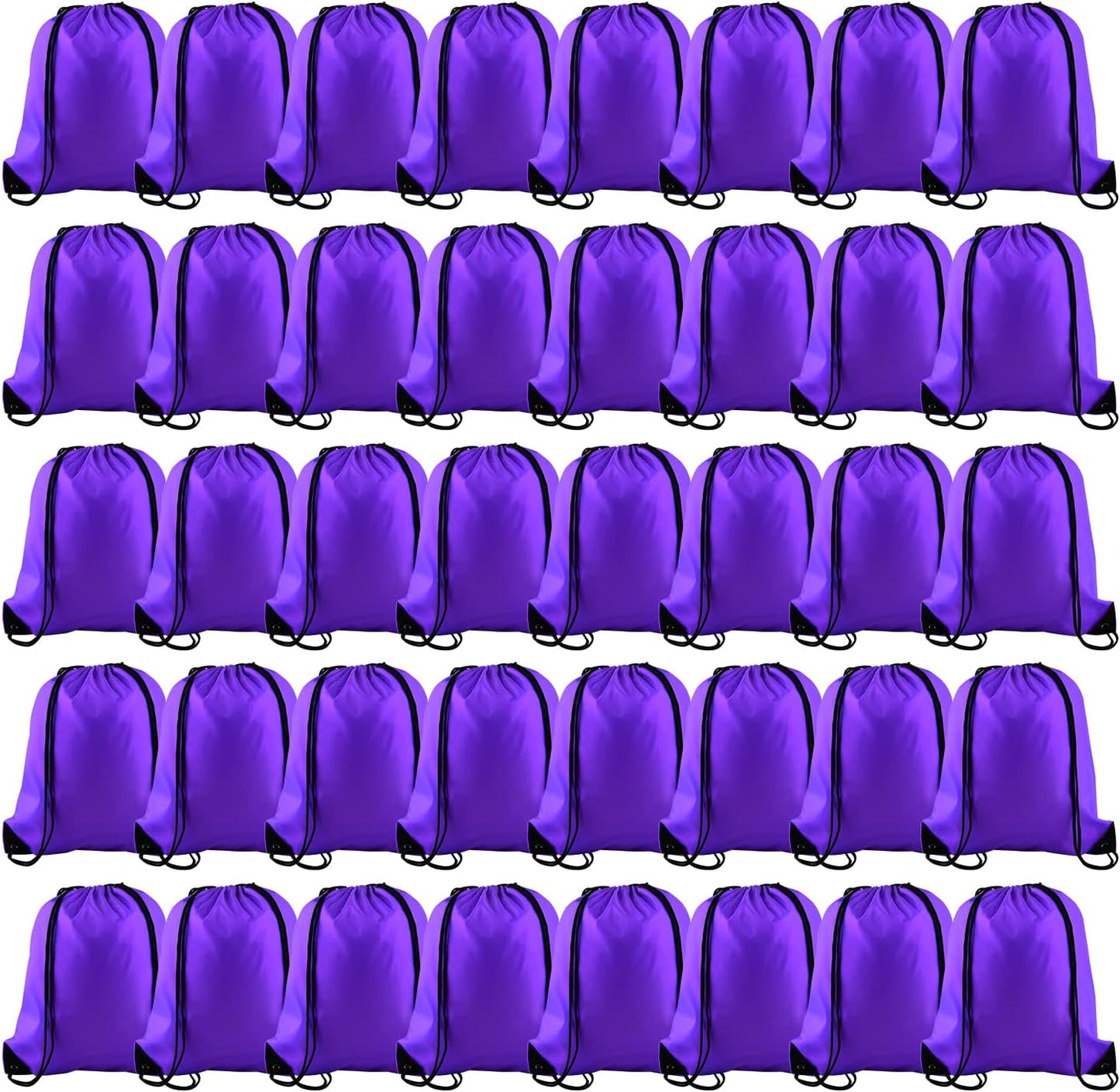 KUUQA 100Pcs Purple Drawstring Backpack Bag Bulk Drawstring Bags String Bags Storage Bags Gym Backpack for Sport Gym Traveling