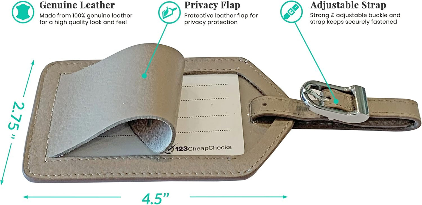 Personalized Monogrammed Taupe Leather RFID Passport Wallet and 2 Luggage Tags