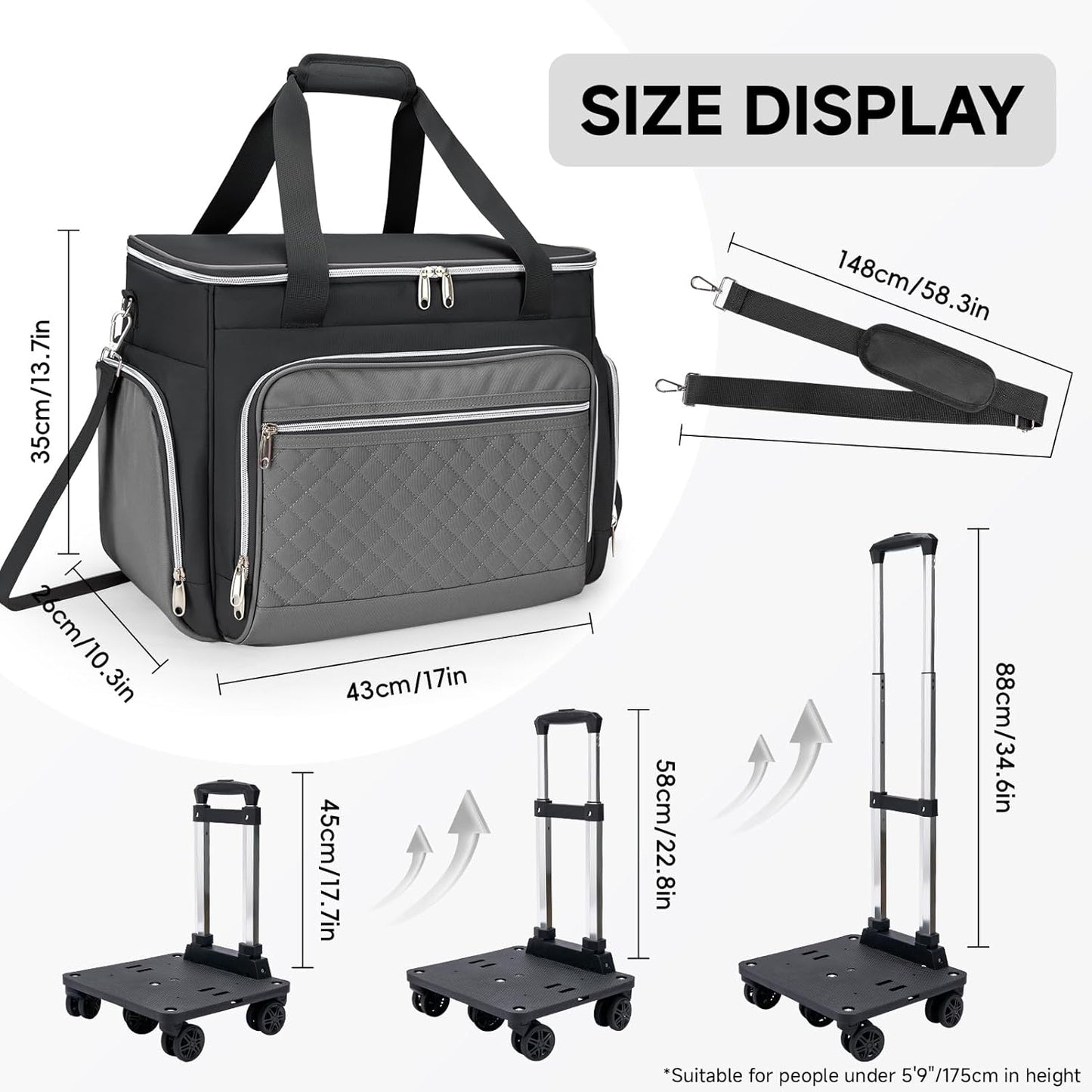 2025 Rolling Teacher Tote Bag with Accordion File Organizer