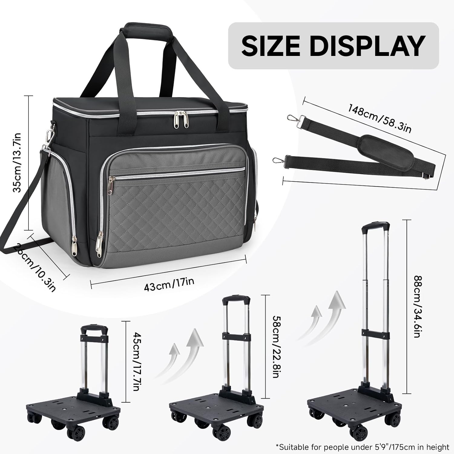 2025 Rolling Teacher Tote Bag with Accordion File Organizer