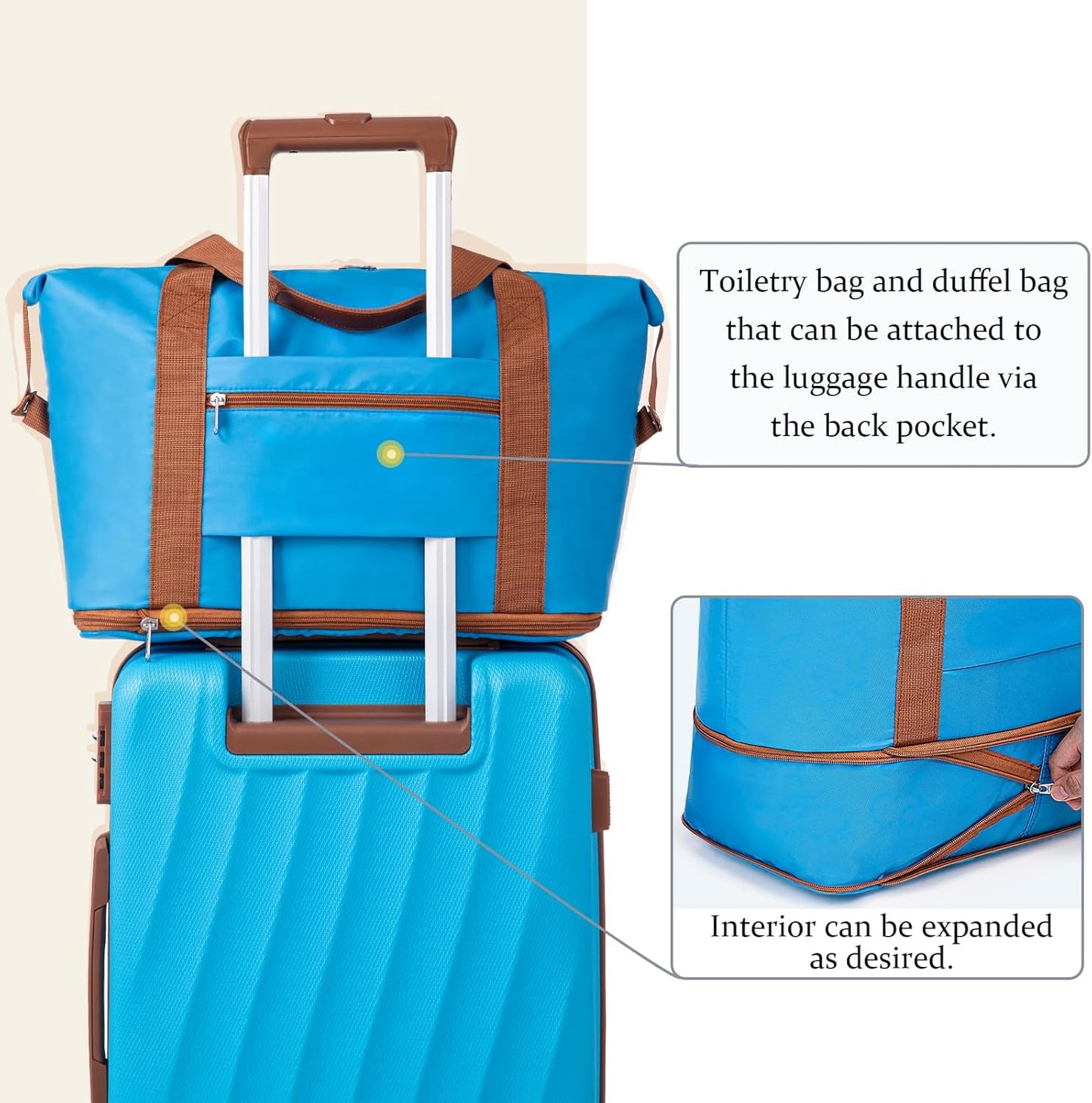 Carry on Luggage Sets 22x14x9 Airline Approved Durable Travel Luggage Suitcases with Wheels,ABS