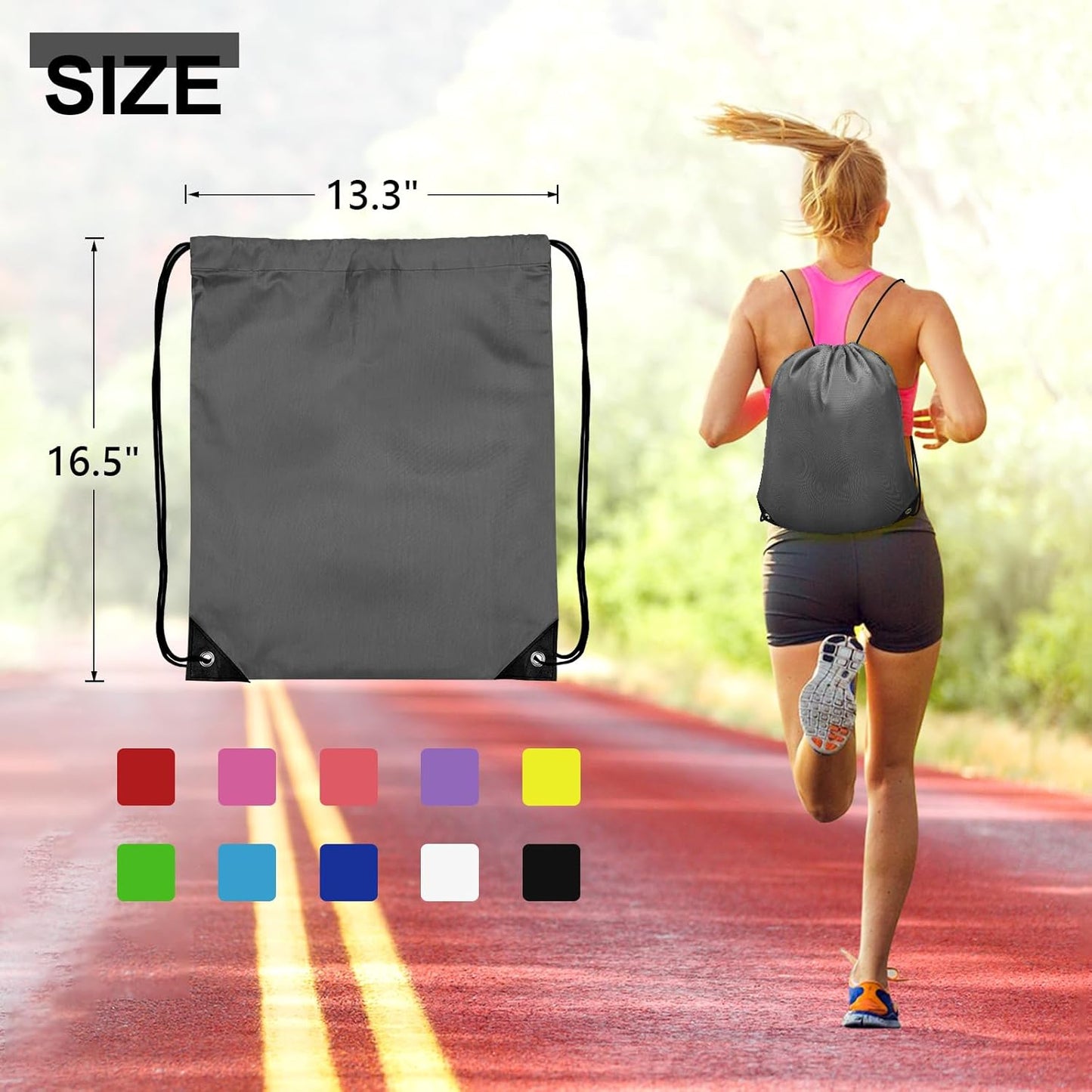 200Pcs Drawstring Backpack Bulk Cinch Sackpack Drawstring Bags Nylon for Gym Party Trip(Grey)