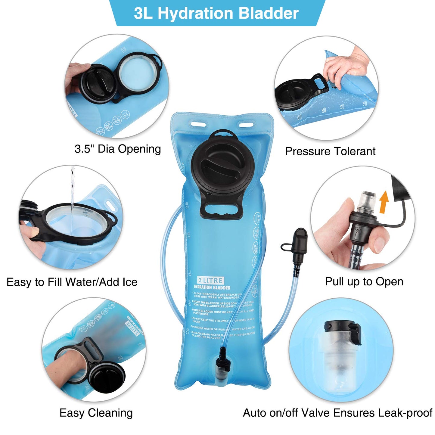 NOOLA Hydration Backpack with 3L TPU Water Bladder, Tactical Molle Water Backpack for Men Women