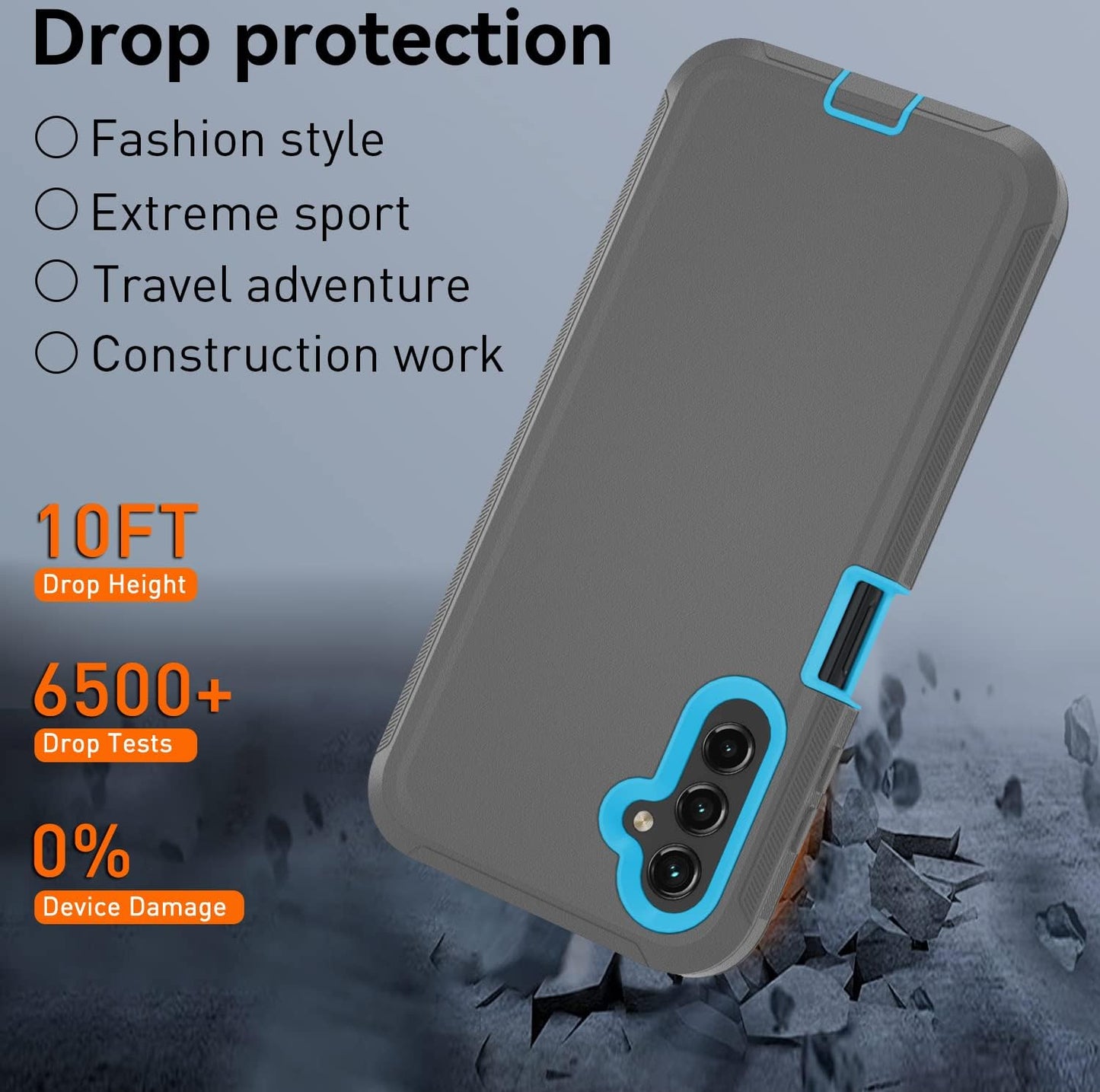 for Samsung Galaxy A14 5G case,A14 5G Heavy Duty case,[Military Grade Protective ][Shockproof] [Dropproof] [Dust-Proof], Compatible with Galaxy A14 5G (Gray/Blue)