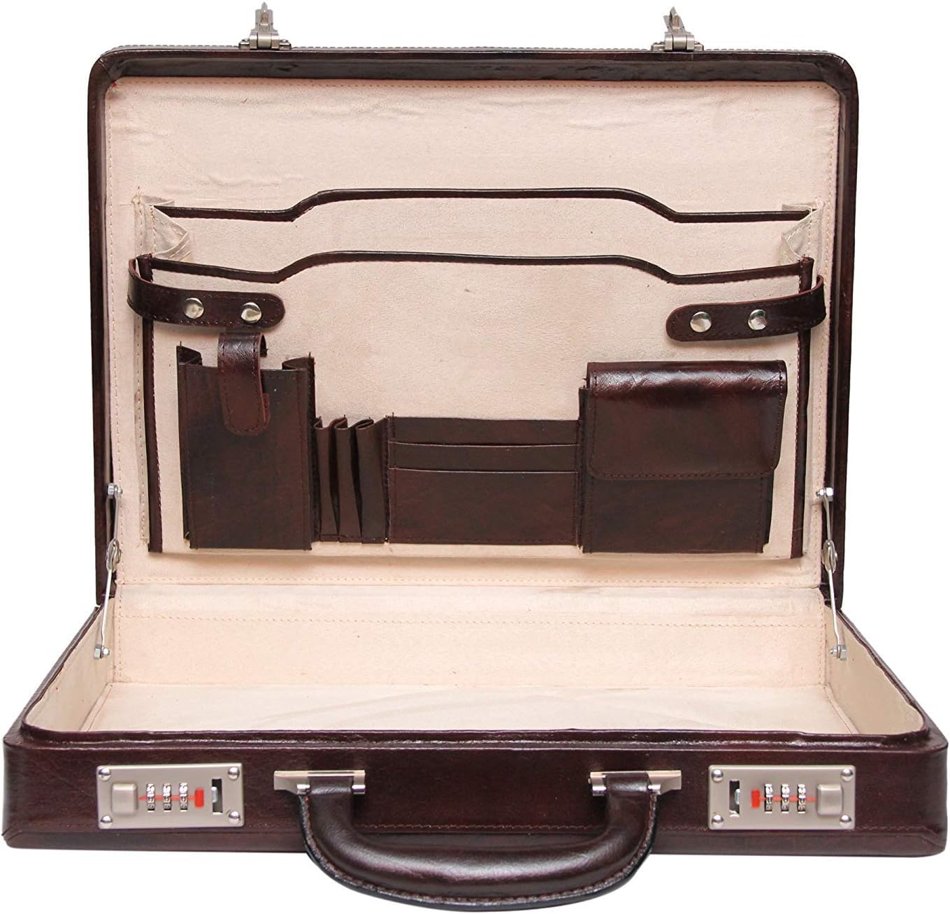 Full Grain Leather Briefcase Attache Case For Unisex Size L17xW3xH12 Inches Briefcase Bag