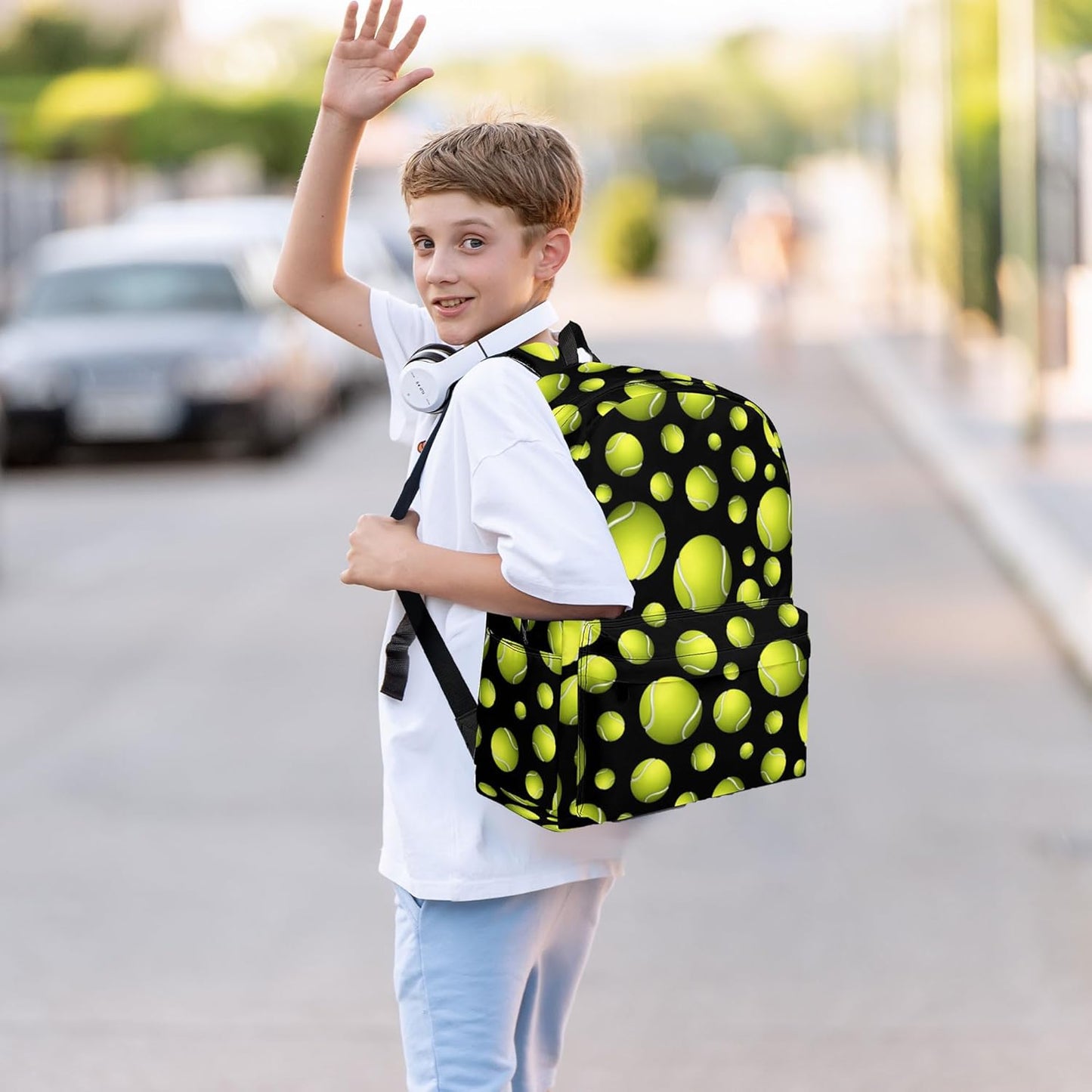 3Pcs Backpacks for Boys Girls, Kids Backpack with Lunch Box Pencil Case, 17 Inch Backpack Set Large Capacity Bookbag School Bag for Teen Elementary Middle High School （ Black Tennies ）