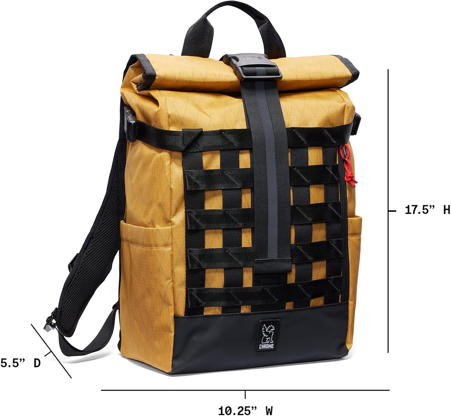 Chrome Industries Barrage 18L Amber X Roll-Top Backpack – Water Resistant Bag for Work, School, Travel – Features Cargo Net & Laptop Pocket