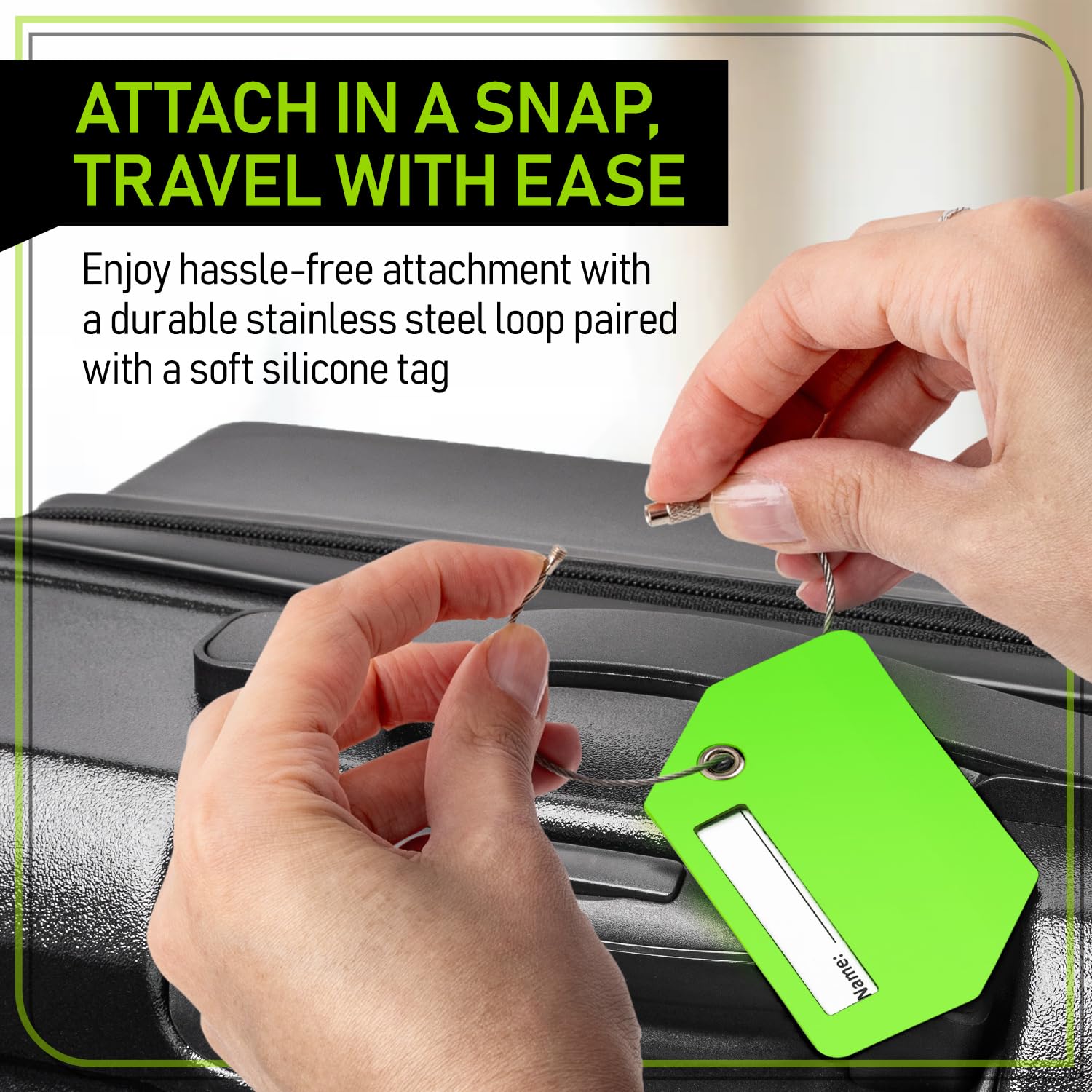 Untethered 4-Pack Luggage Tag Set | Durable Luggage Tags for Suitcases & Travel Bags | Bag Tag &