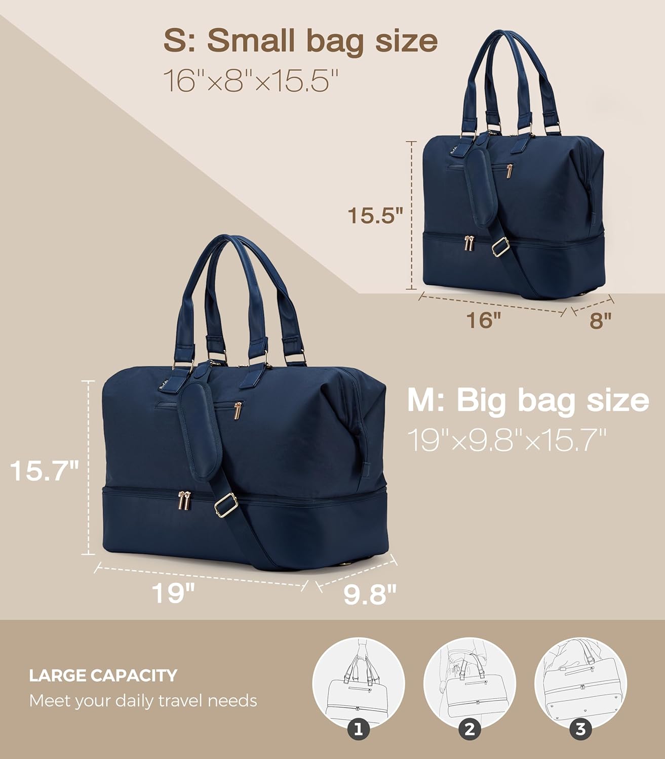 Weekender Bags for Women, Large Travel Duffel Bag with Shoes Compartment, Carry On Overnight Tote Bags with Toiletry Bag