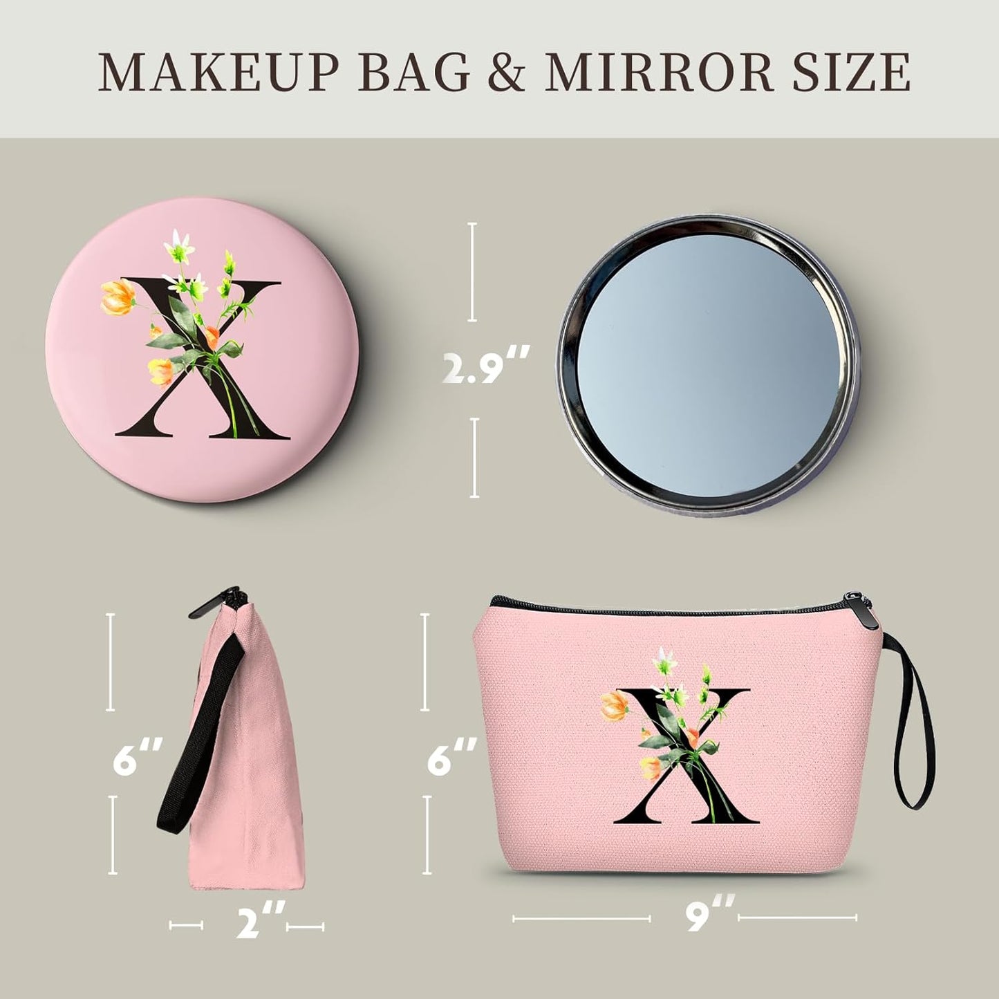 Happy Birthday Friendship Bridesmaid Team Gifts for Employees Women Mom Aunt Daughter Teenage Girl Personalized Make up Cosmetic Bag Travel with Mirror Mothers Day Christmas Graduation X