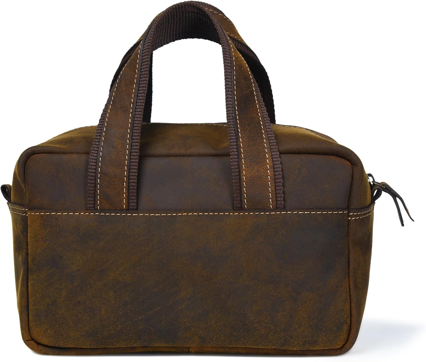 De Lira Extra Large Top-Grain Leather Toiletry Bag, Shaving Kit & Cosmetics Case, 10x6x5.5 in, Travel Organizer for Men & Women Dark Brown